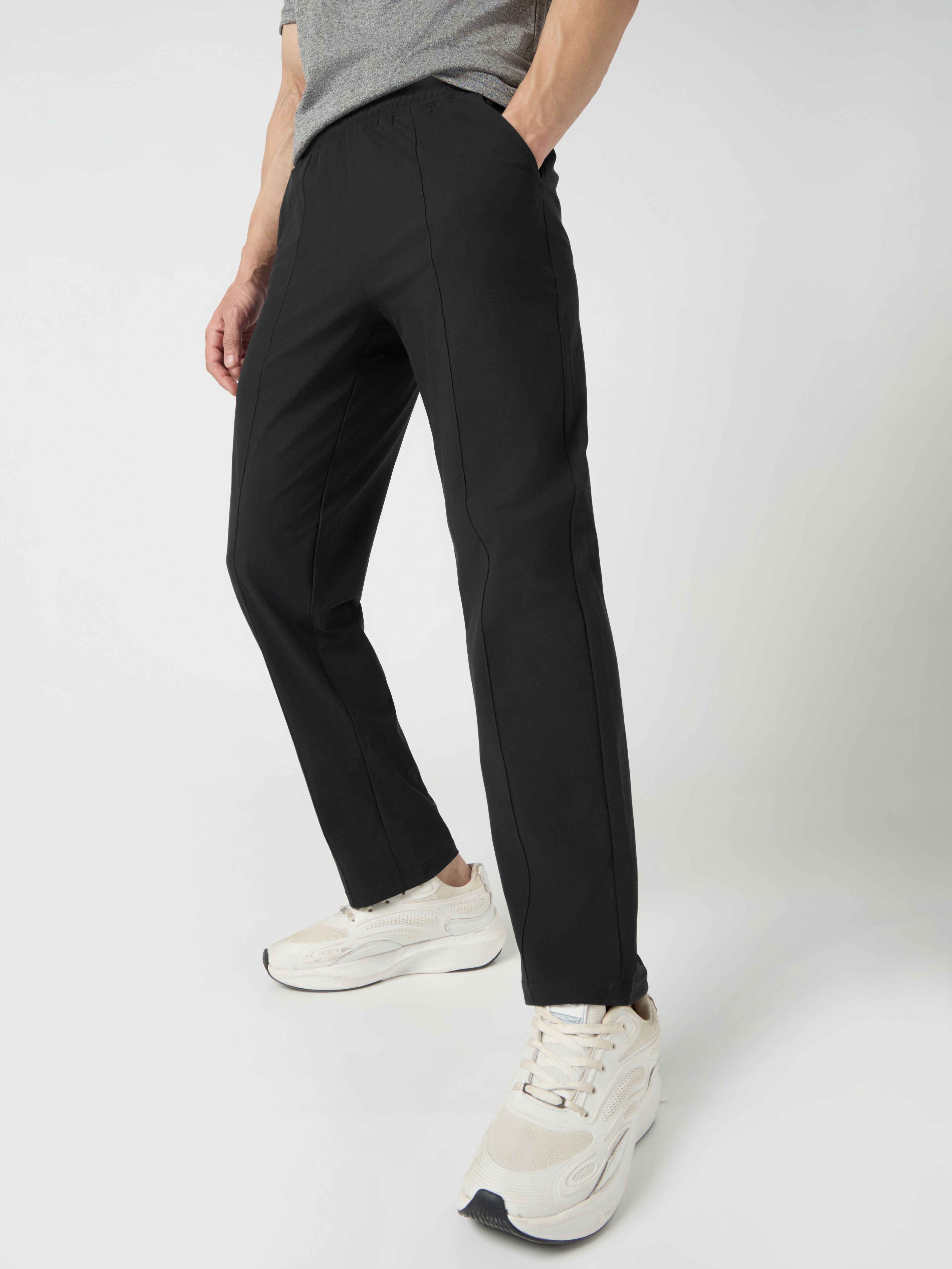 Men Solid Black Track Pants-image-16