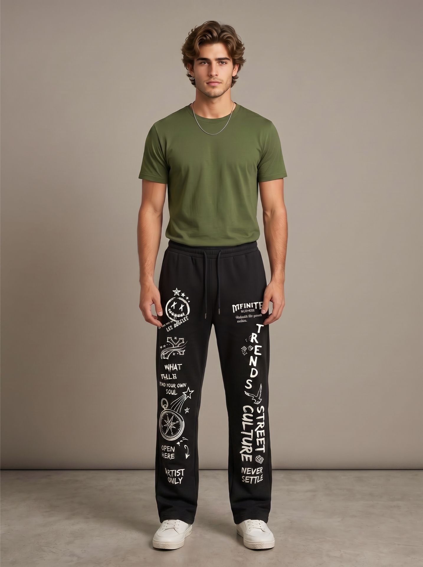 flynoff Men Solid Black Track Pants-picture-5