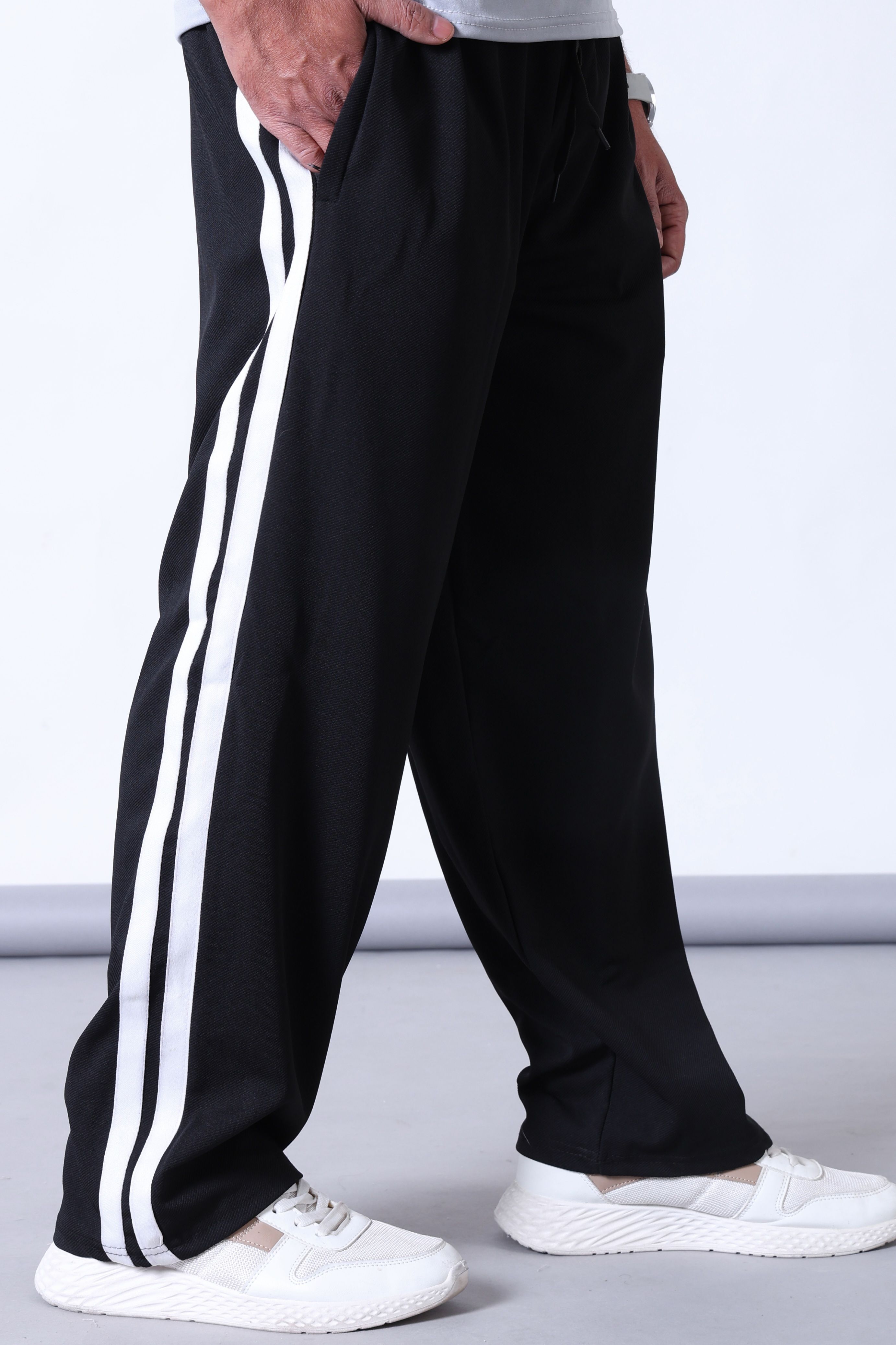 flycollection Men Striped Black Track Pants-picture-10