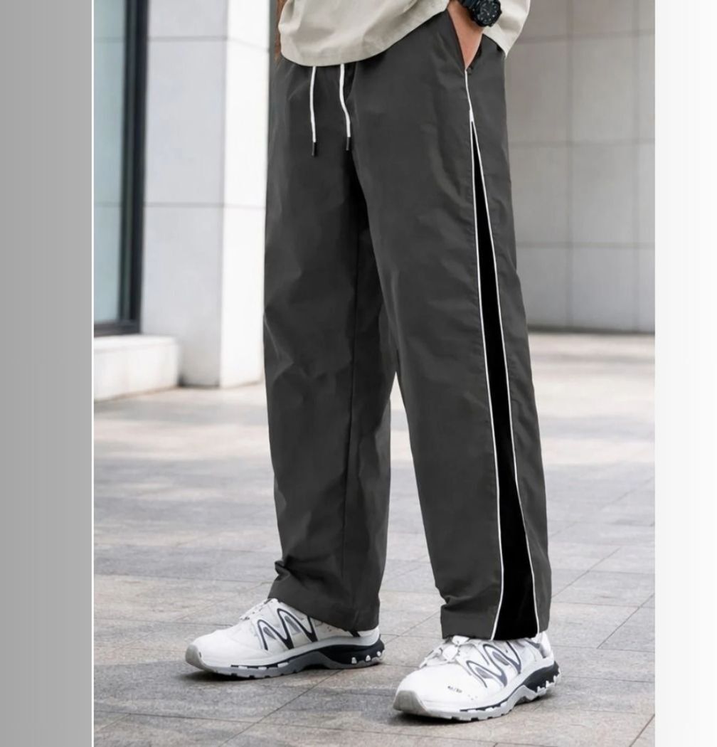 Men Striped Grey Track Pants-image-34