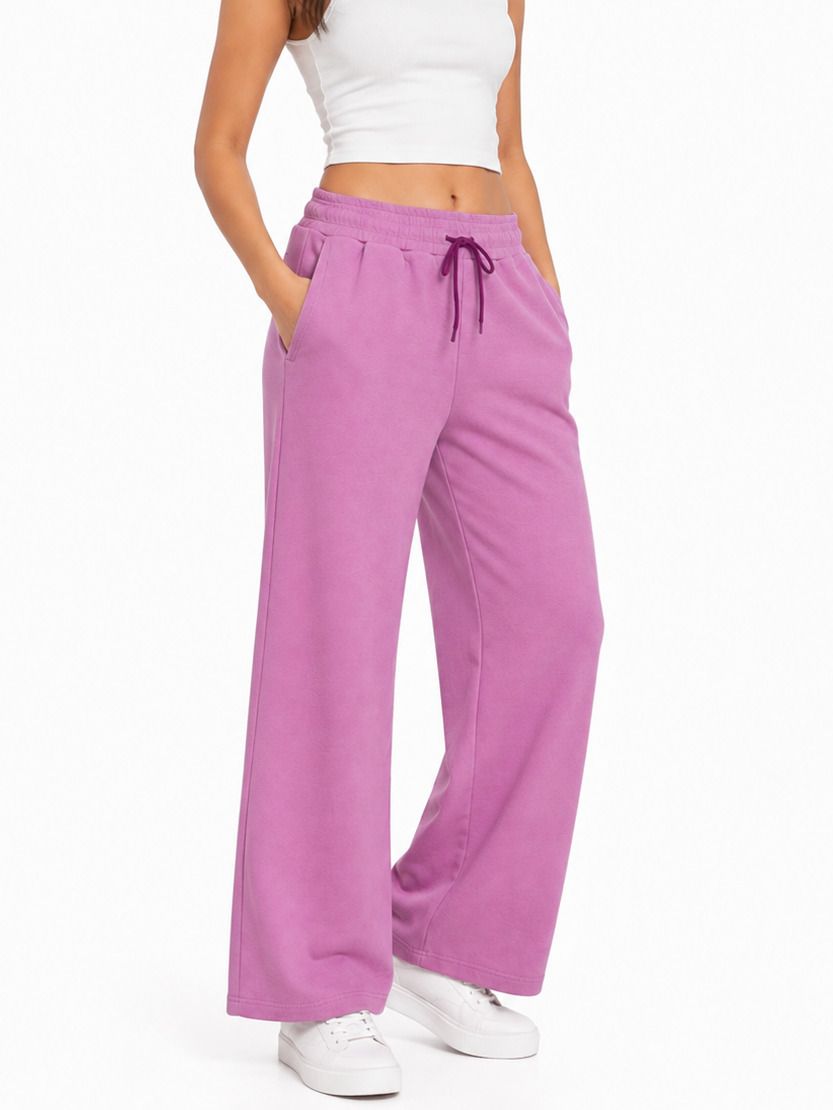 Women Solid Pink Track Pants-image-28