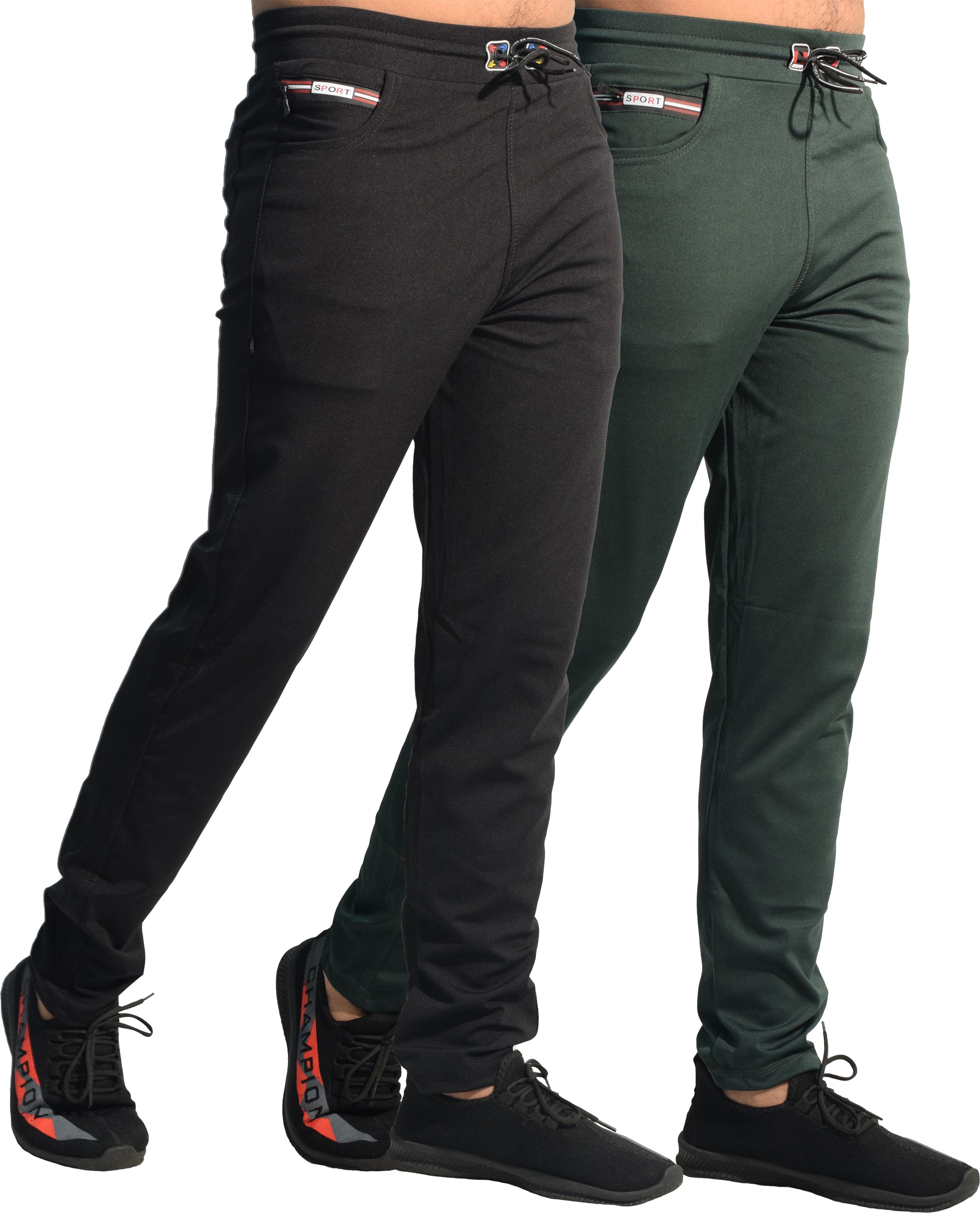 khozi Pack of 2 Men Solid Light Green, Blue Track Pants-picture-17
