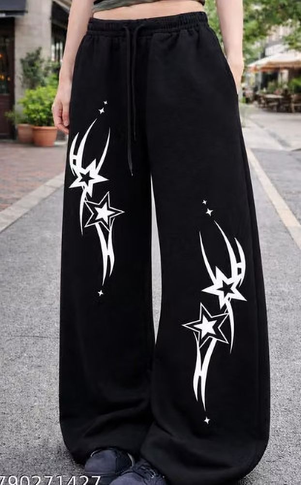 blueflute Women Printed, Graphic Print Black Track Pants-picture-43