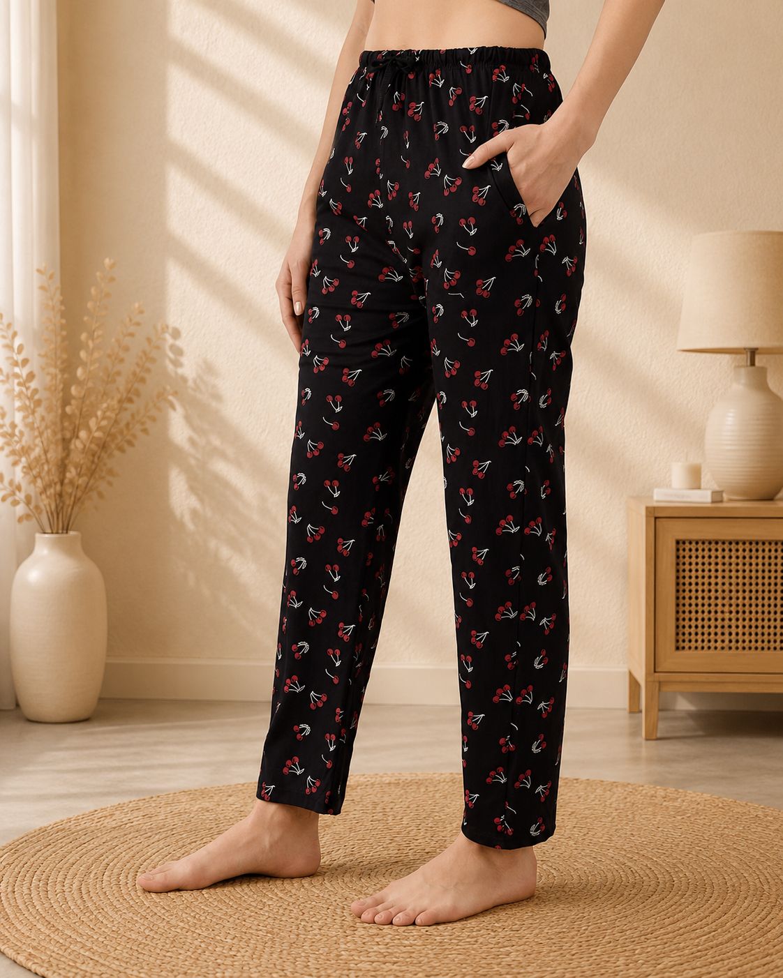 trendy world Women Printed Black Track Pants-picture-47
