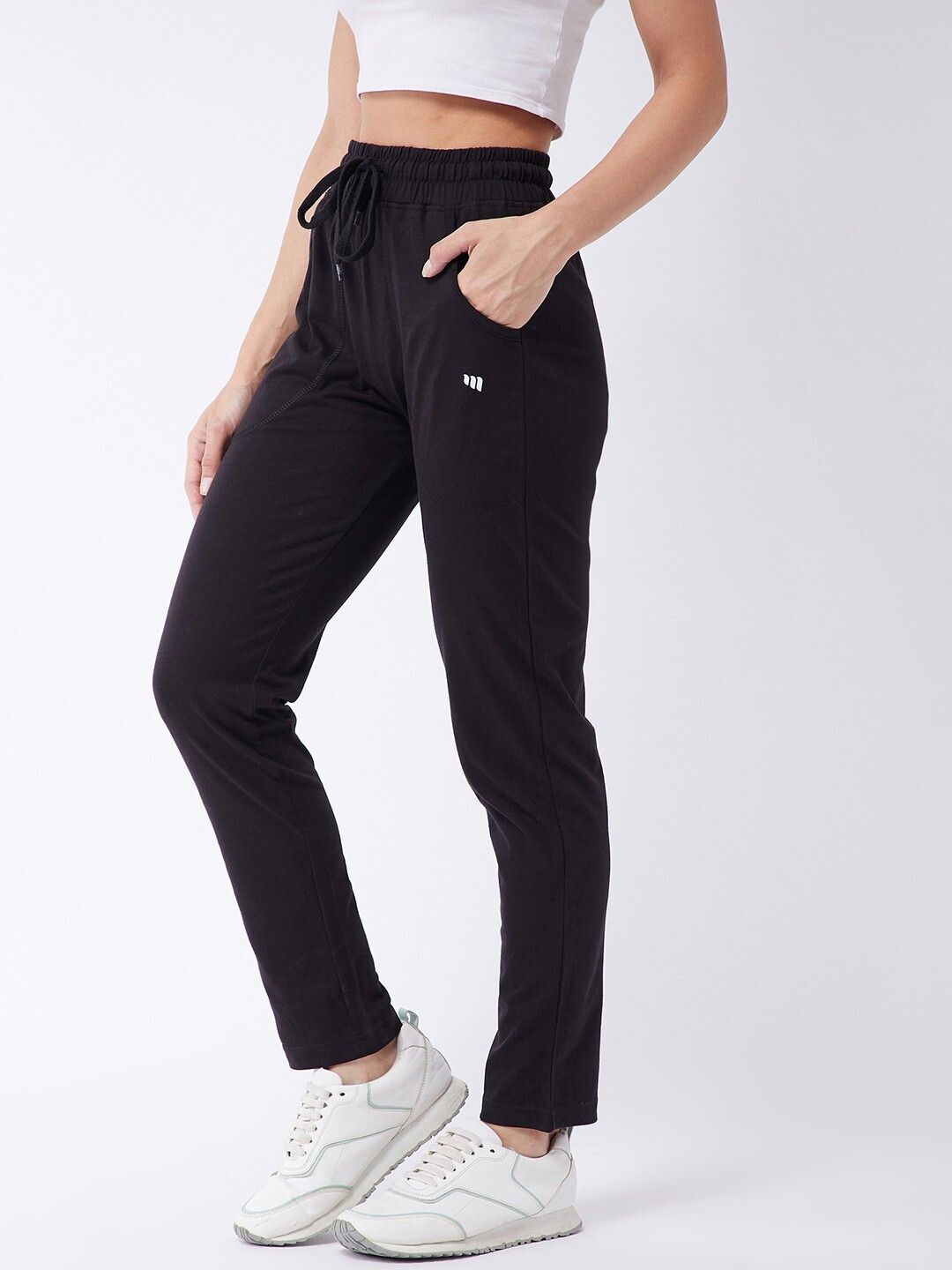 modeve Women Solid Black Track Pants-picture-11