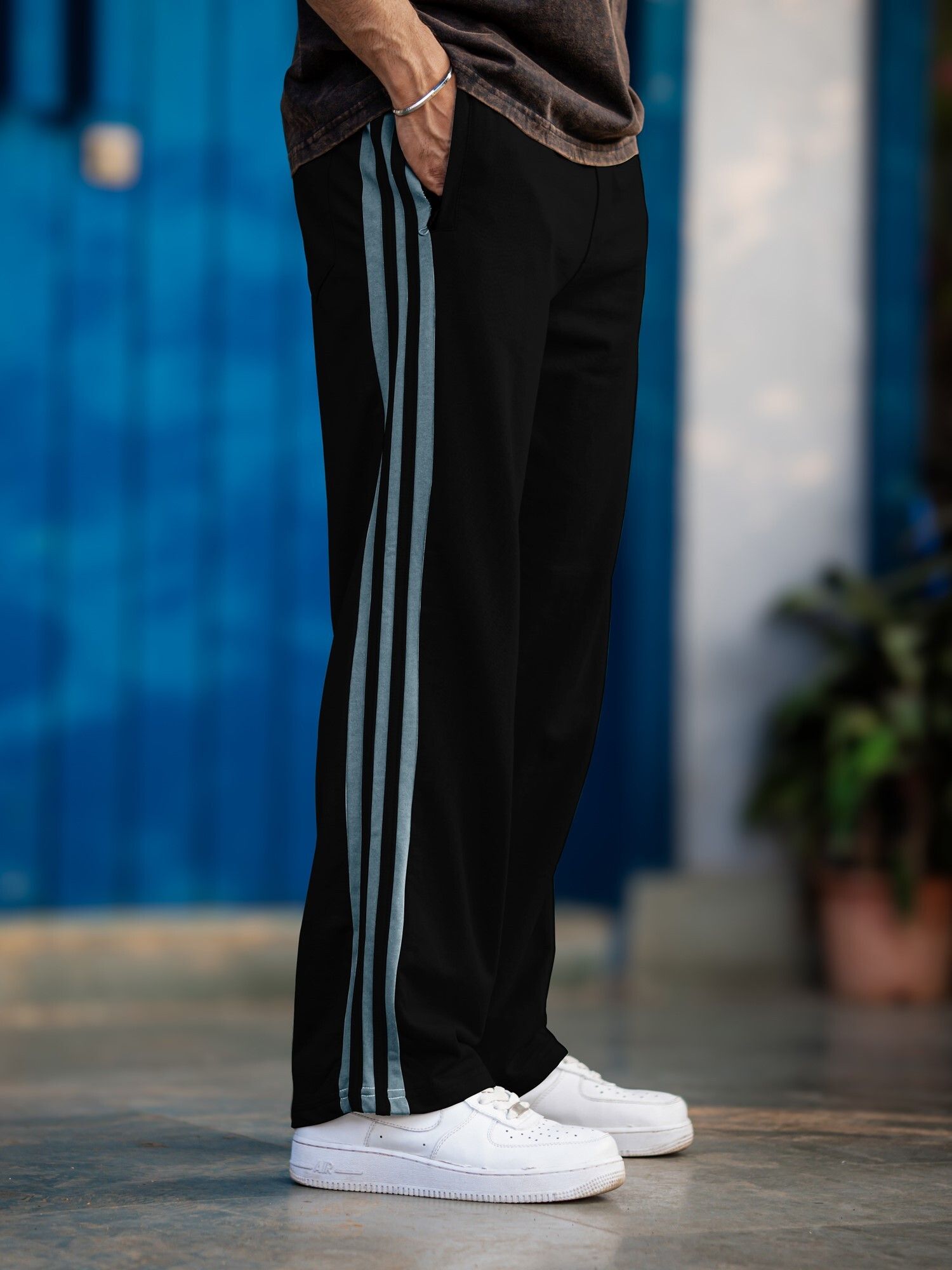 maniac Men Colorblock Black Track Pants-picture-14