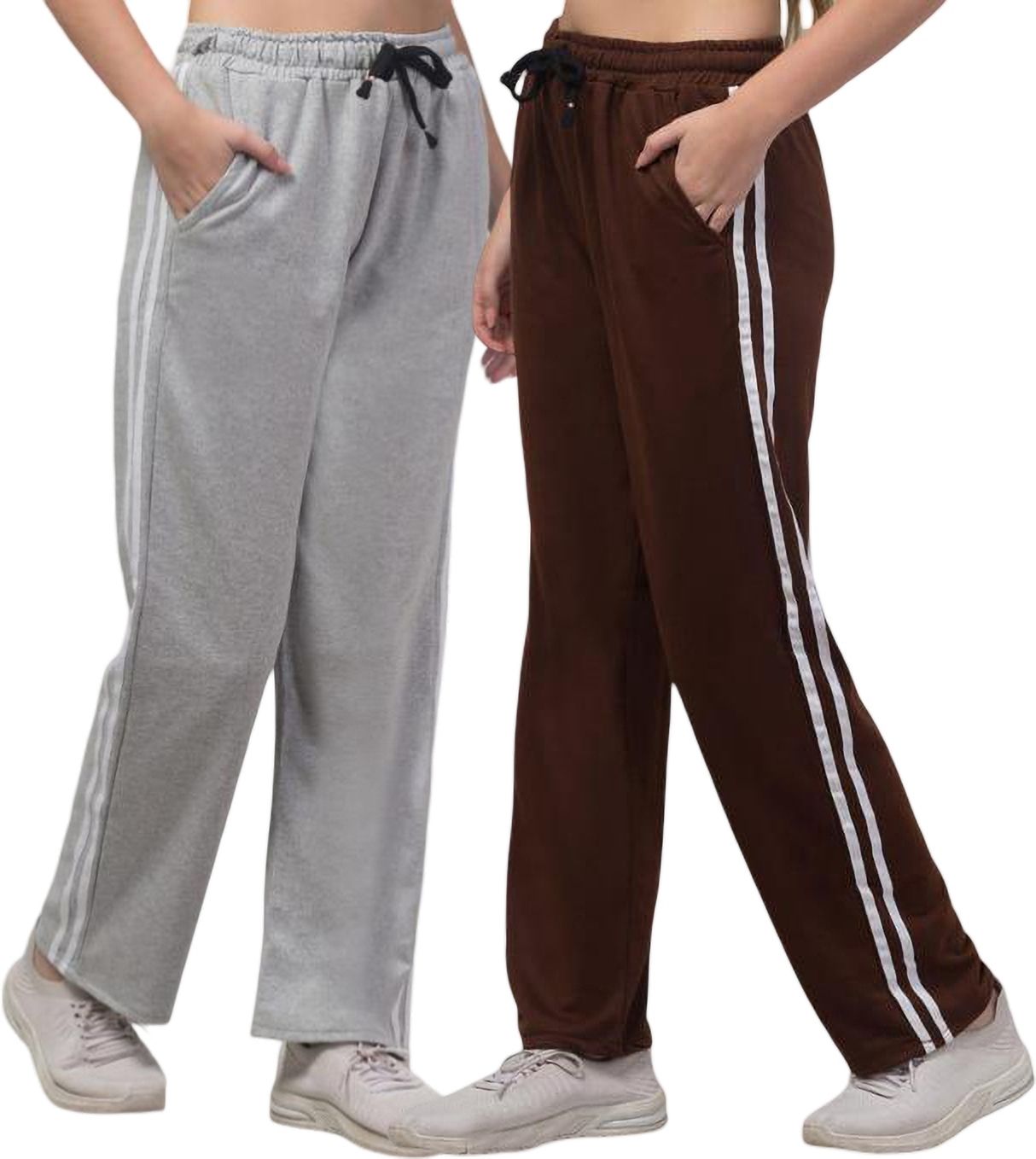 clothina Pack of 2 Women Striped Multicolor Track Pants-picture-24