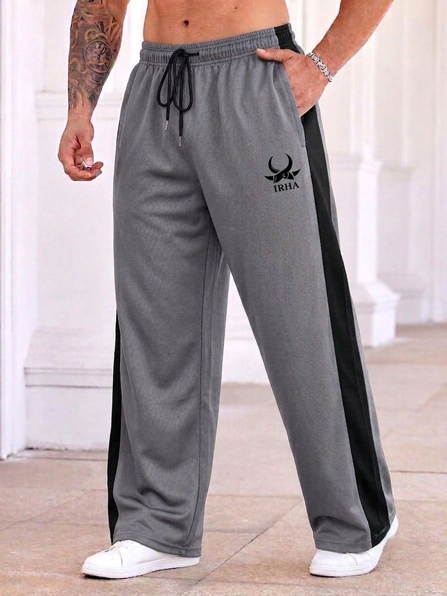 irha Men Colorblock Grey Track Pants-picture-22