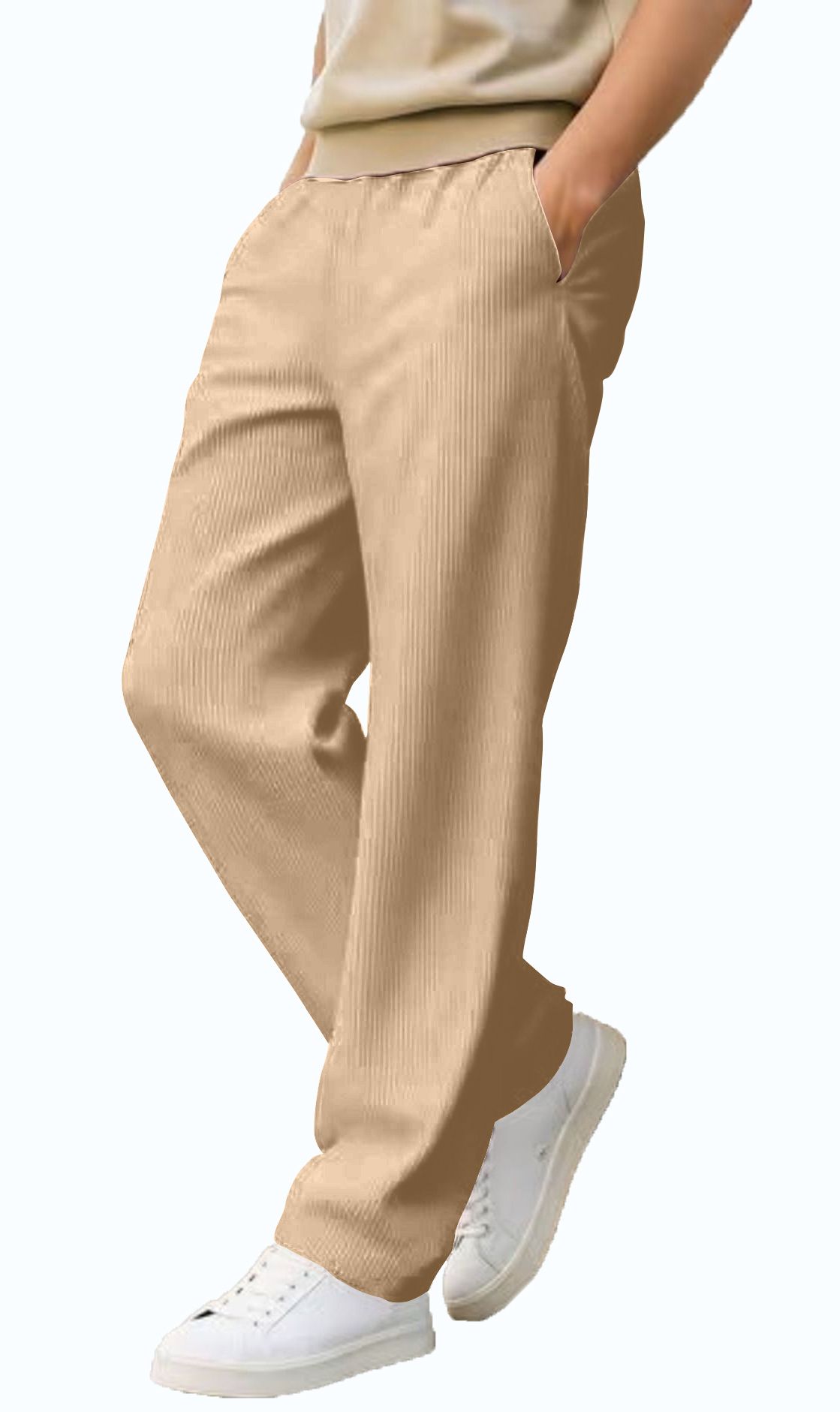 combraided Men Solid Beige Track Pants-picture-20