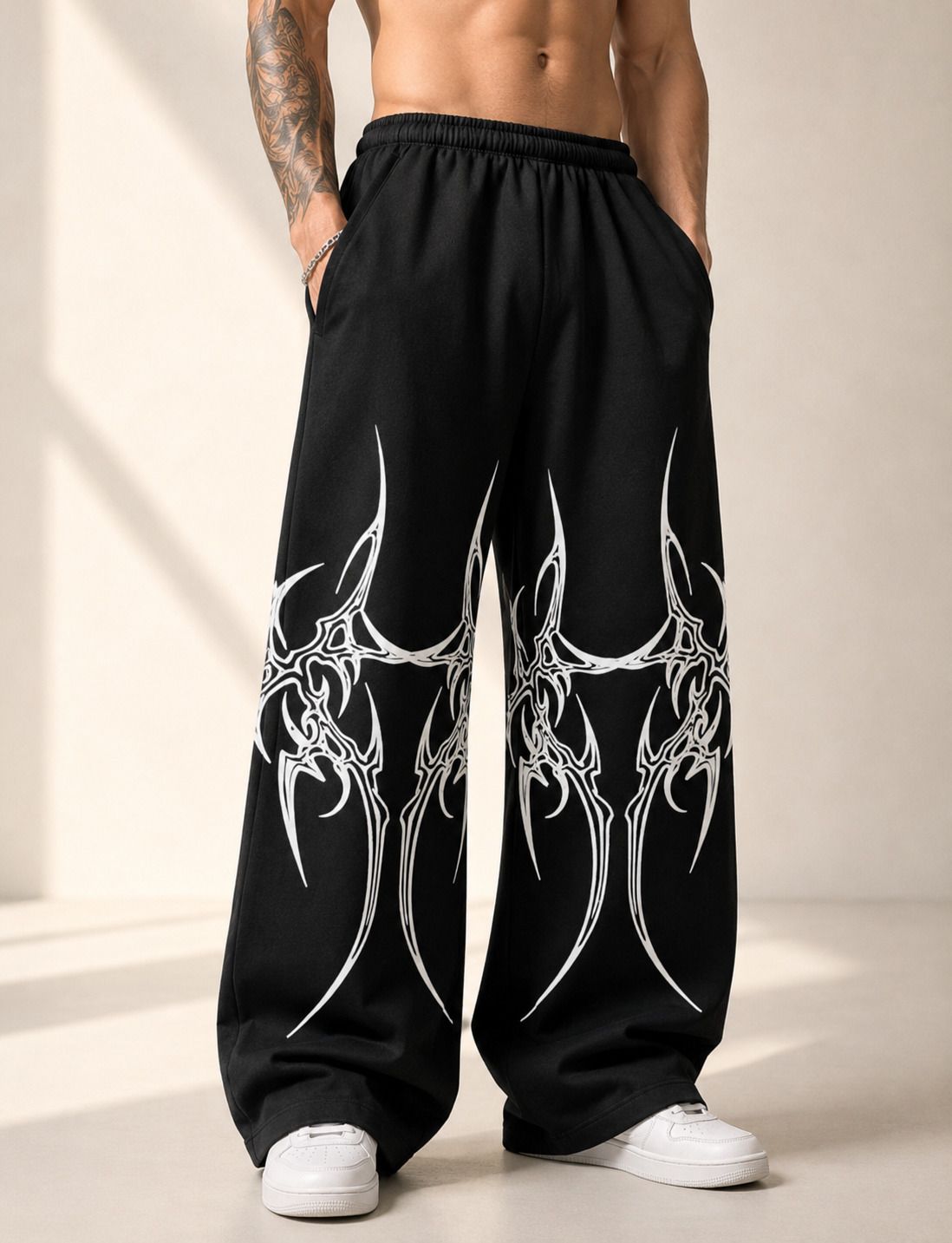 athflex Men Graphic Print Black Track Pants-picture-4