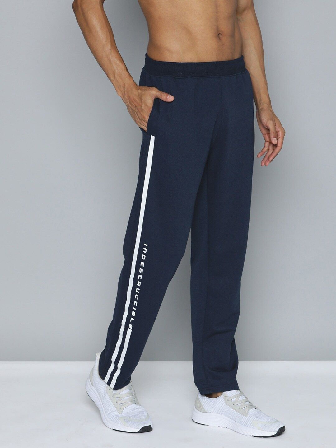 Men Solid Dark Blue Track Pants-image-35