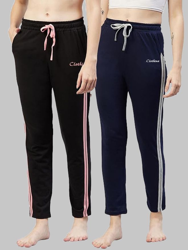 clothina Pack of 2 Women Solid Multicolor Track Pants-picture-34