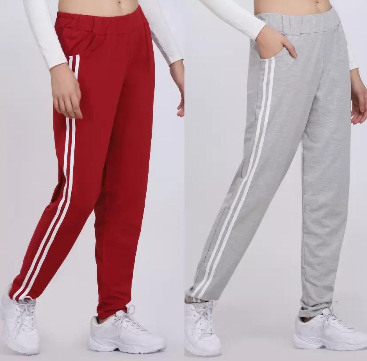 hokkai Pack of 2 Women Striped Red, Grey Track Pants-picture-16