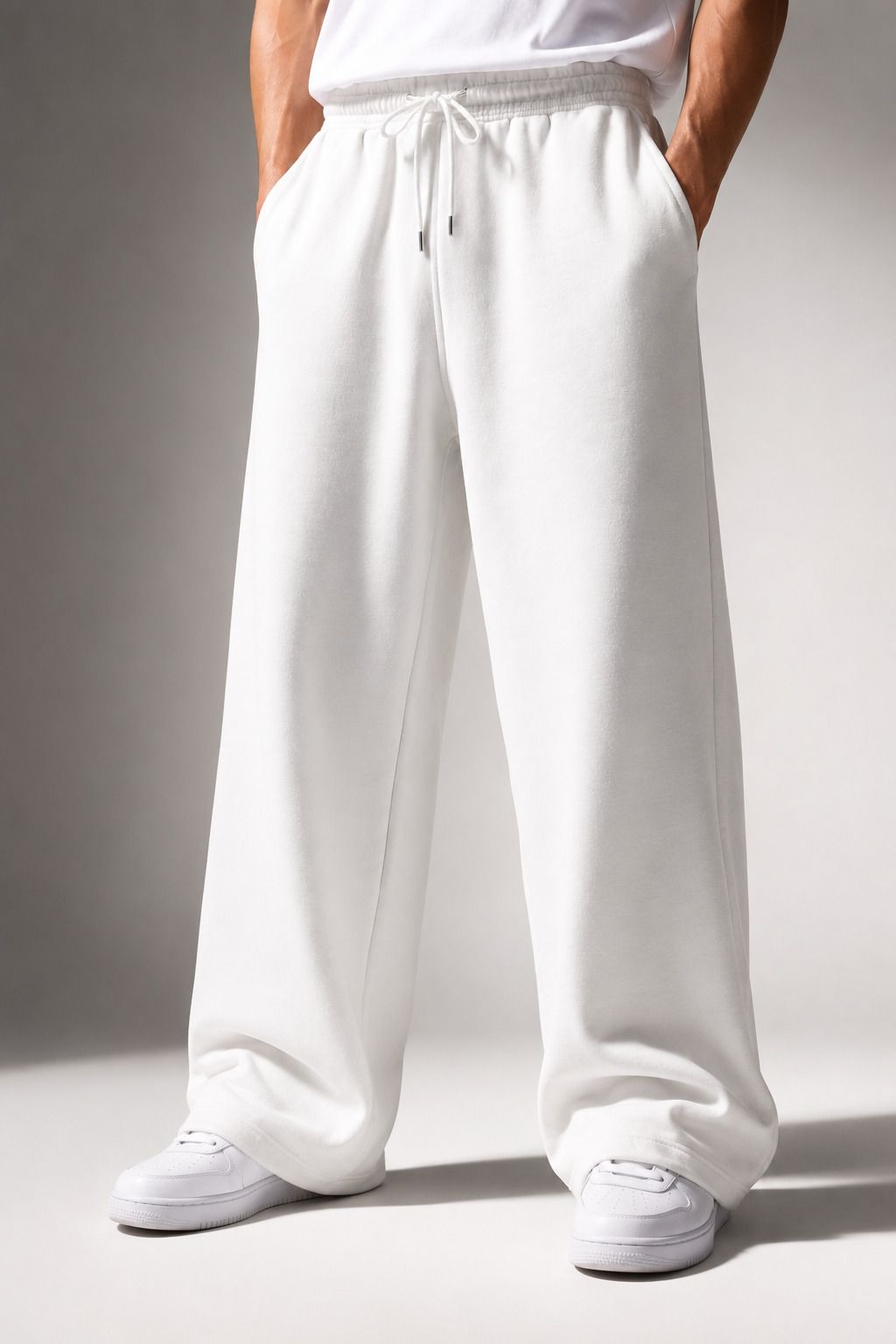 Men Solid White Track Pants-image-15