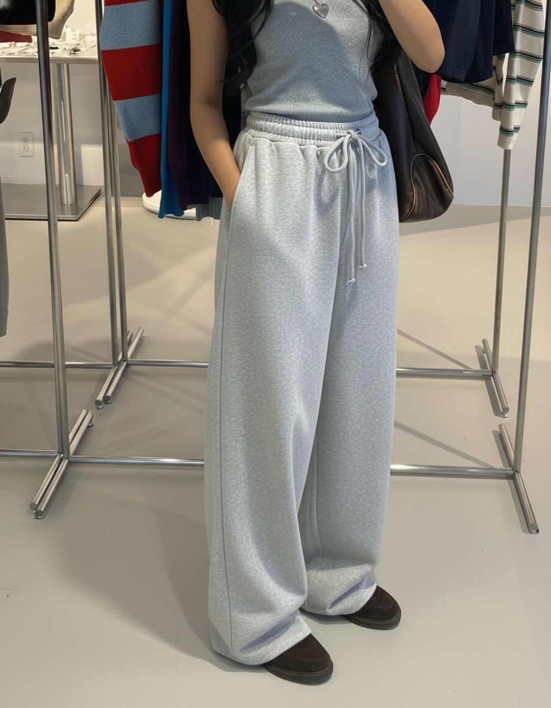 dinamarina Women Solid Grey Track Pants-picture-12