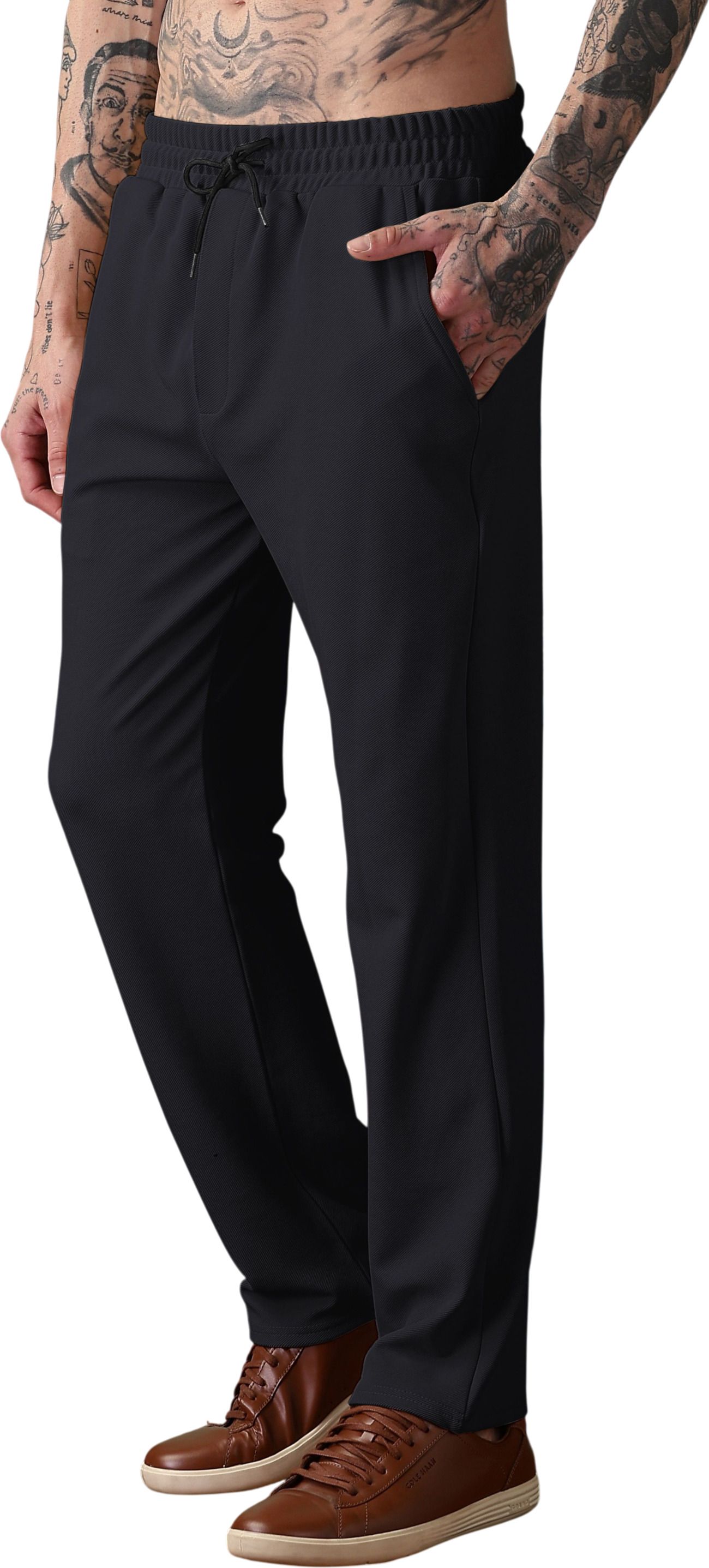 Men Solid Black Track Pants-image-19