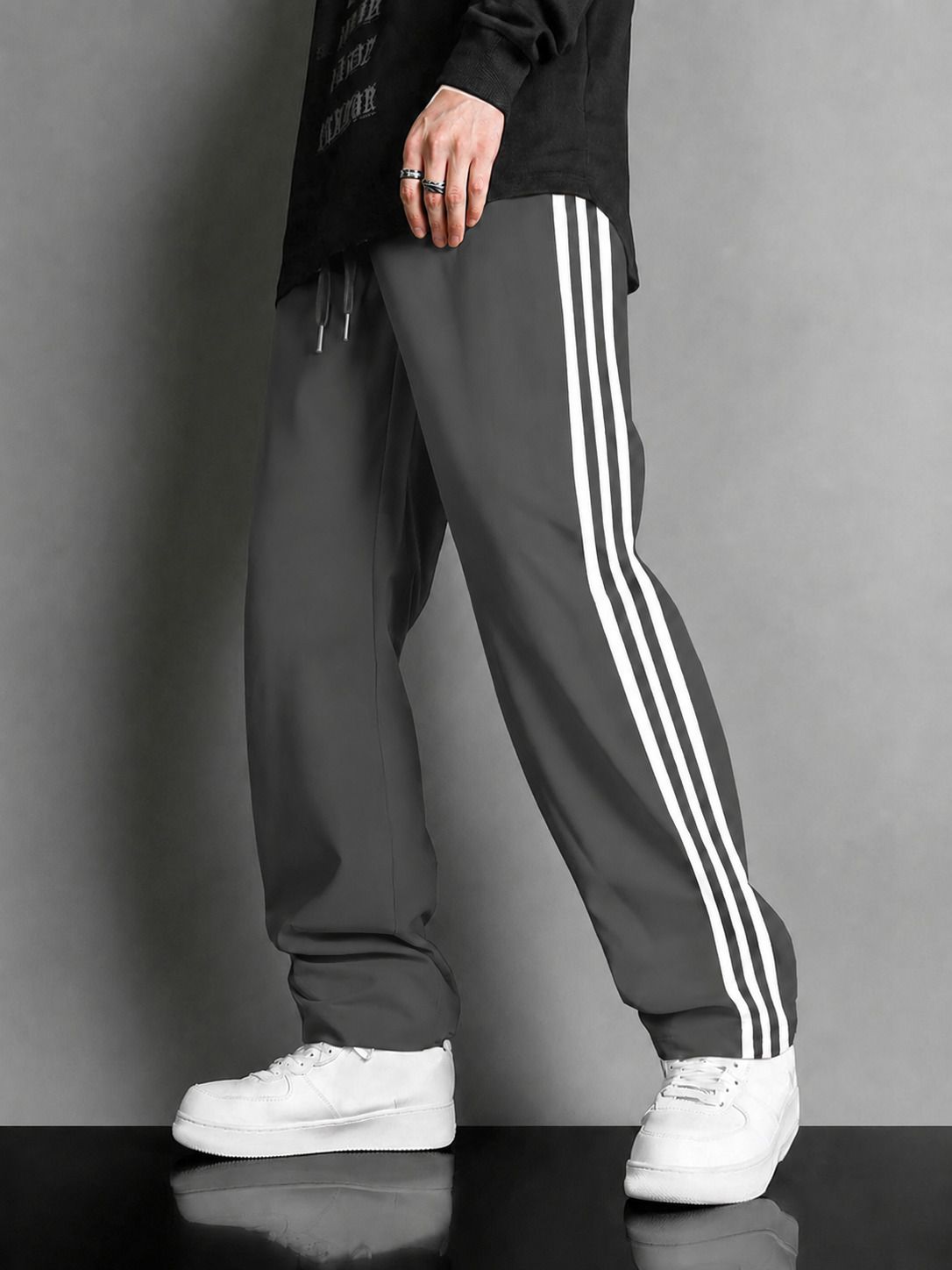 jexputi Men Striped Grey Track Pants-picture-34