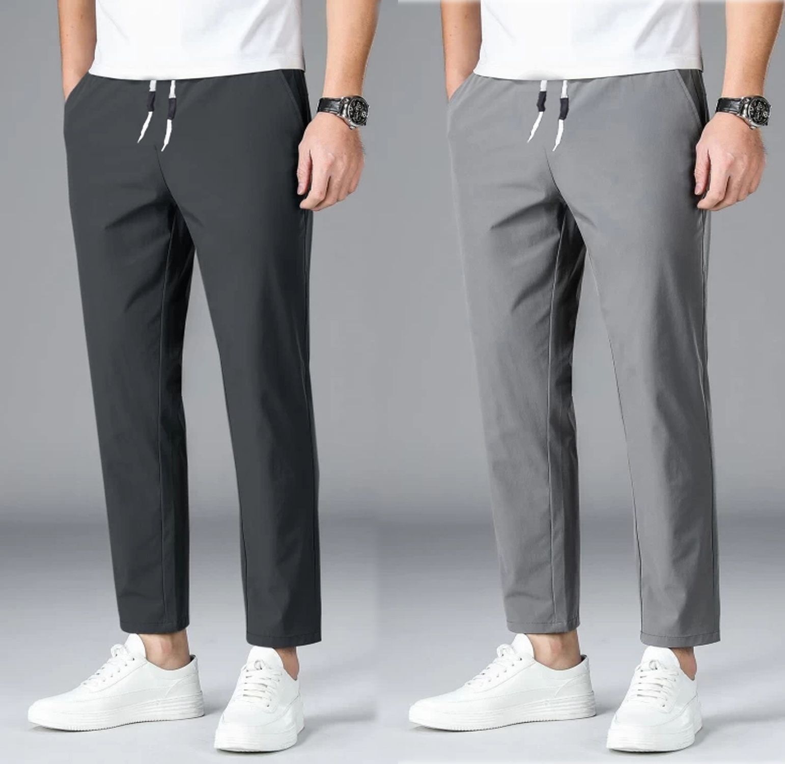 python Pack of 2 Men Self Design Grey Track Pants-picture-27