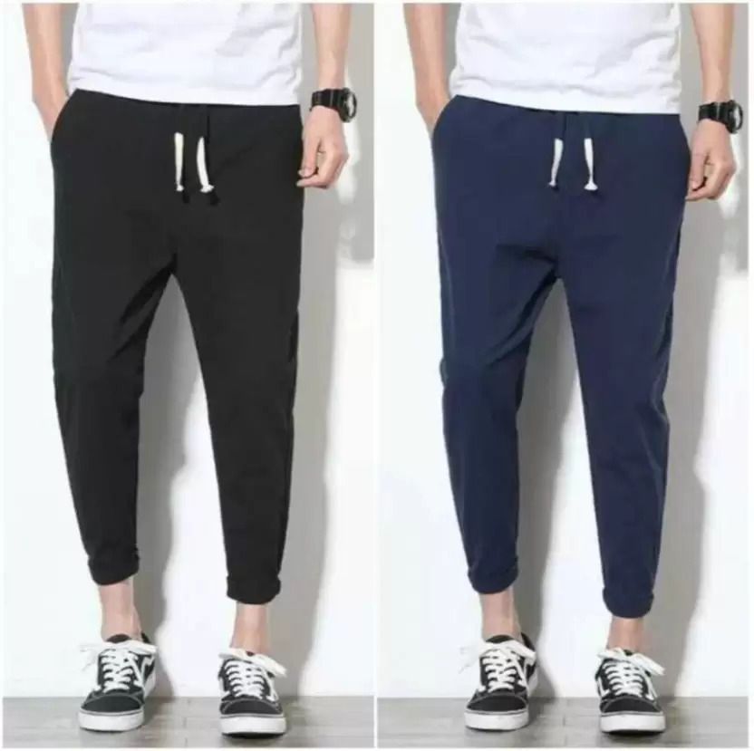 muskan creation Pack of 2 Men Solid Blue, Black Track Pants-picture-24