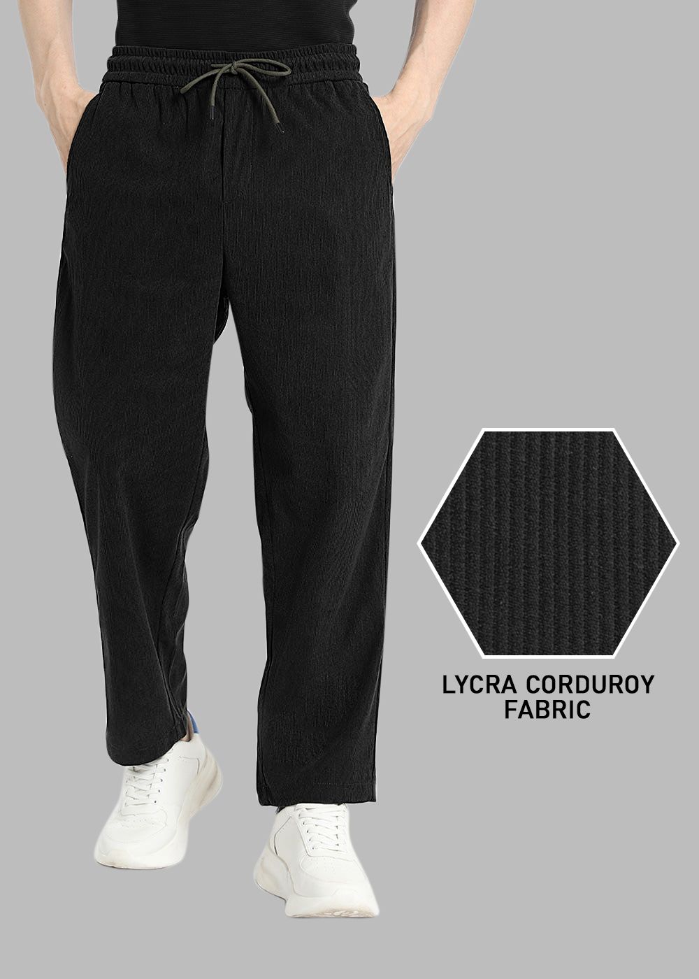 Men Self Design Black Track Pants