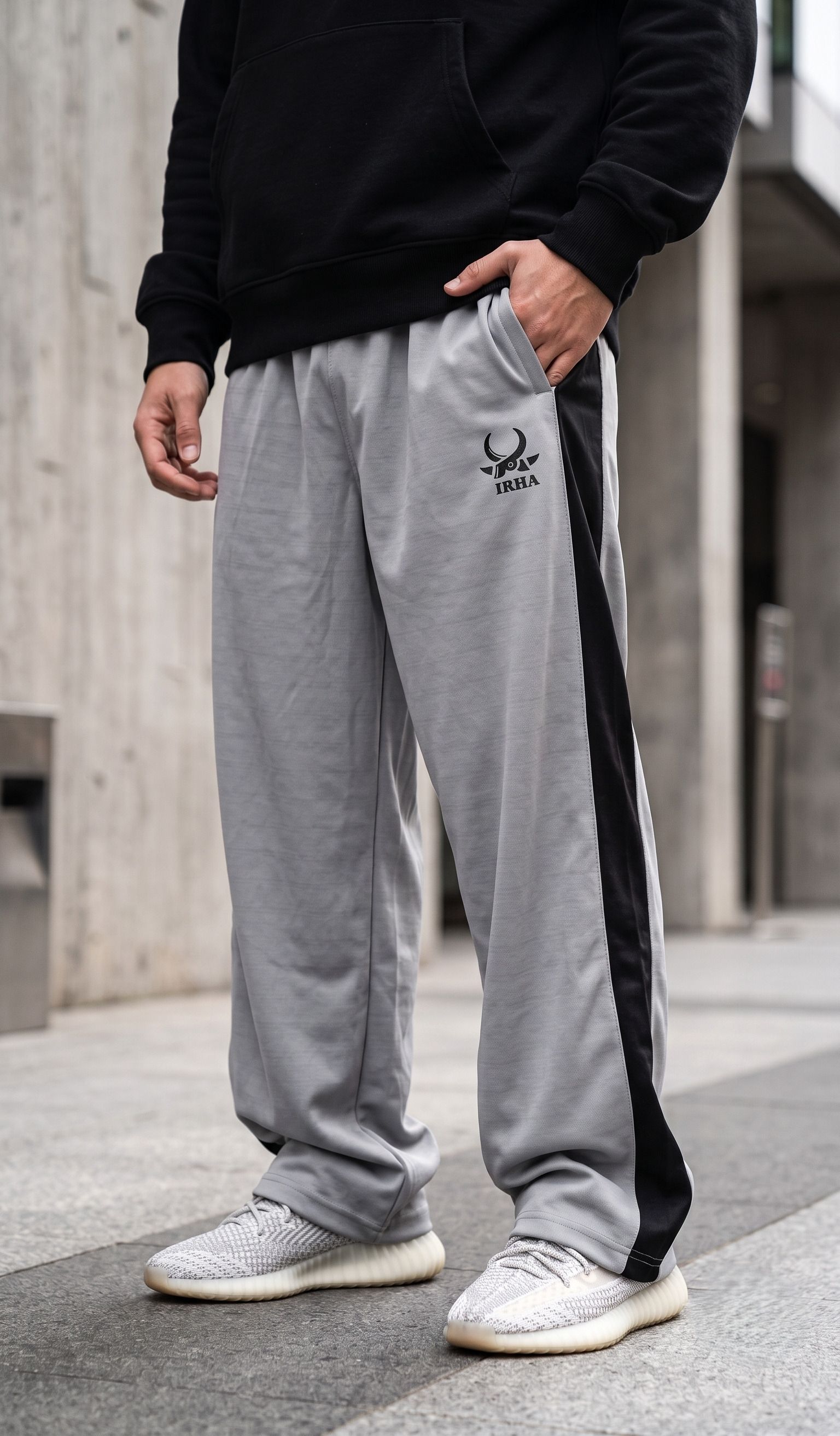 irha Men Colorblock Grey Track Pants-picture-12
