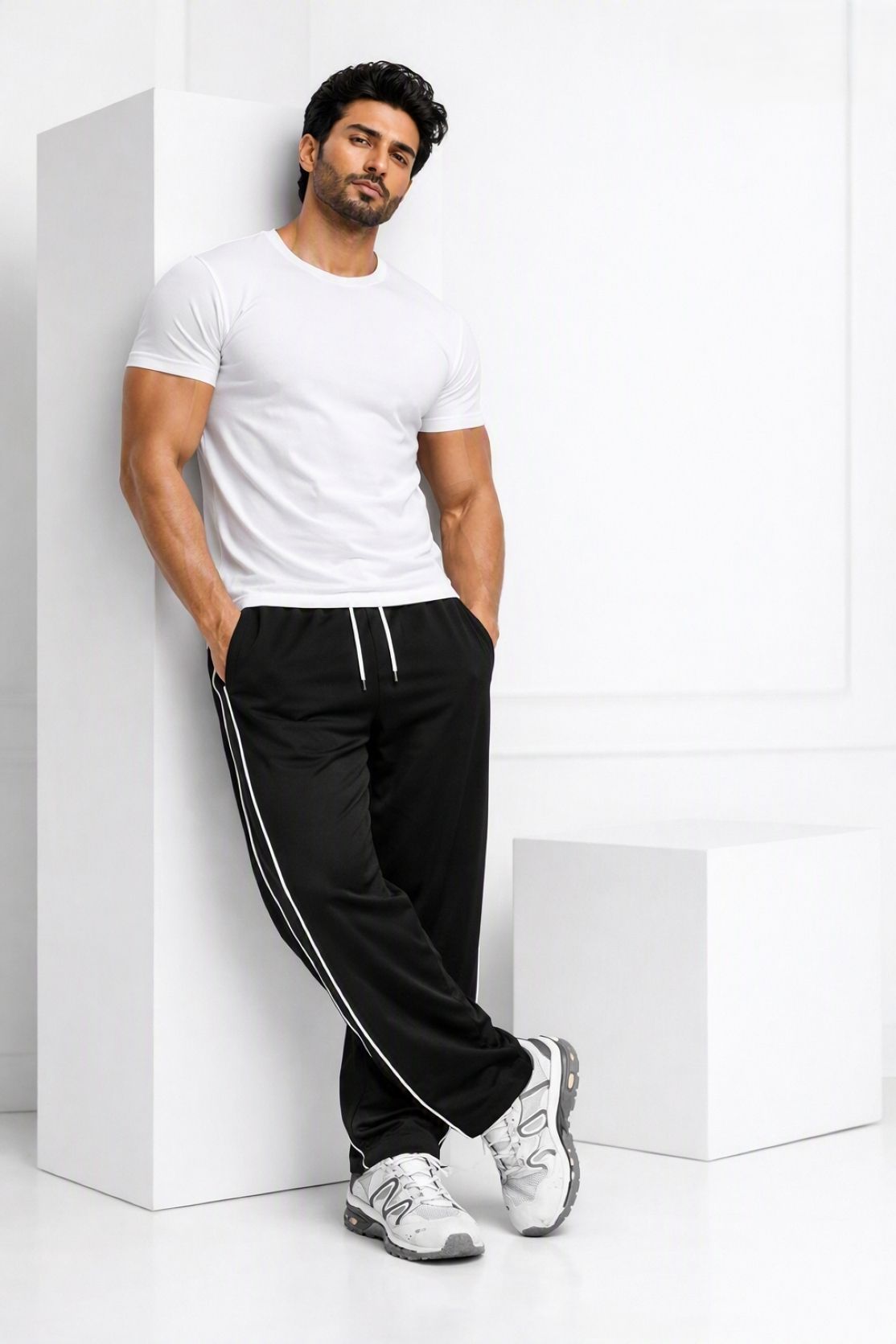 mukari Men Solid Black Track Pants-picture-20