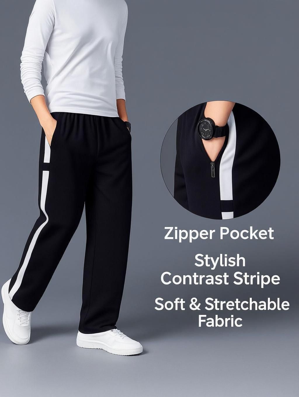 divkush Men Striped Black Track Pants-picture-31