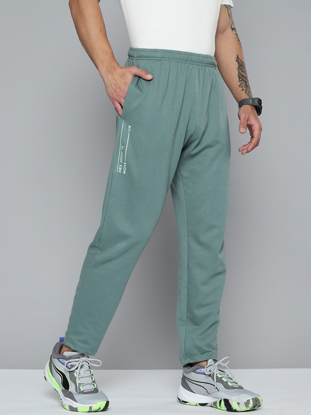 hrx by hrithik roshan Men Solid Green Track Pants-picture-22