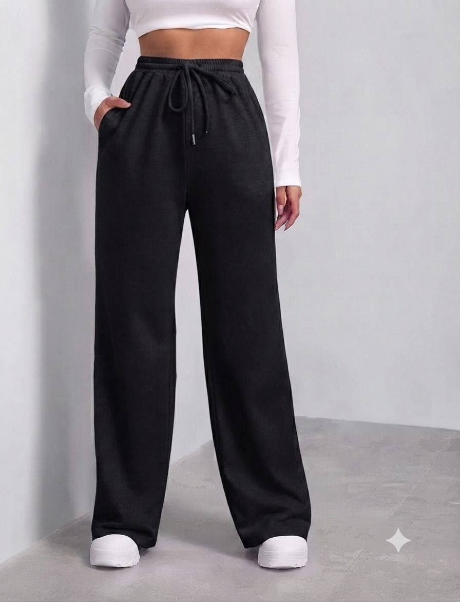 Women Solid Black Track Pants-image-41
