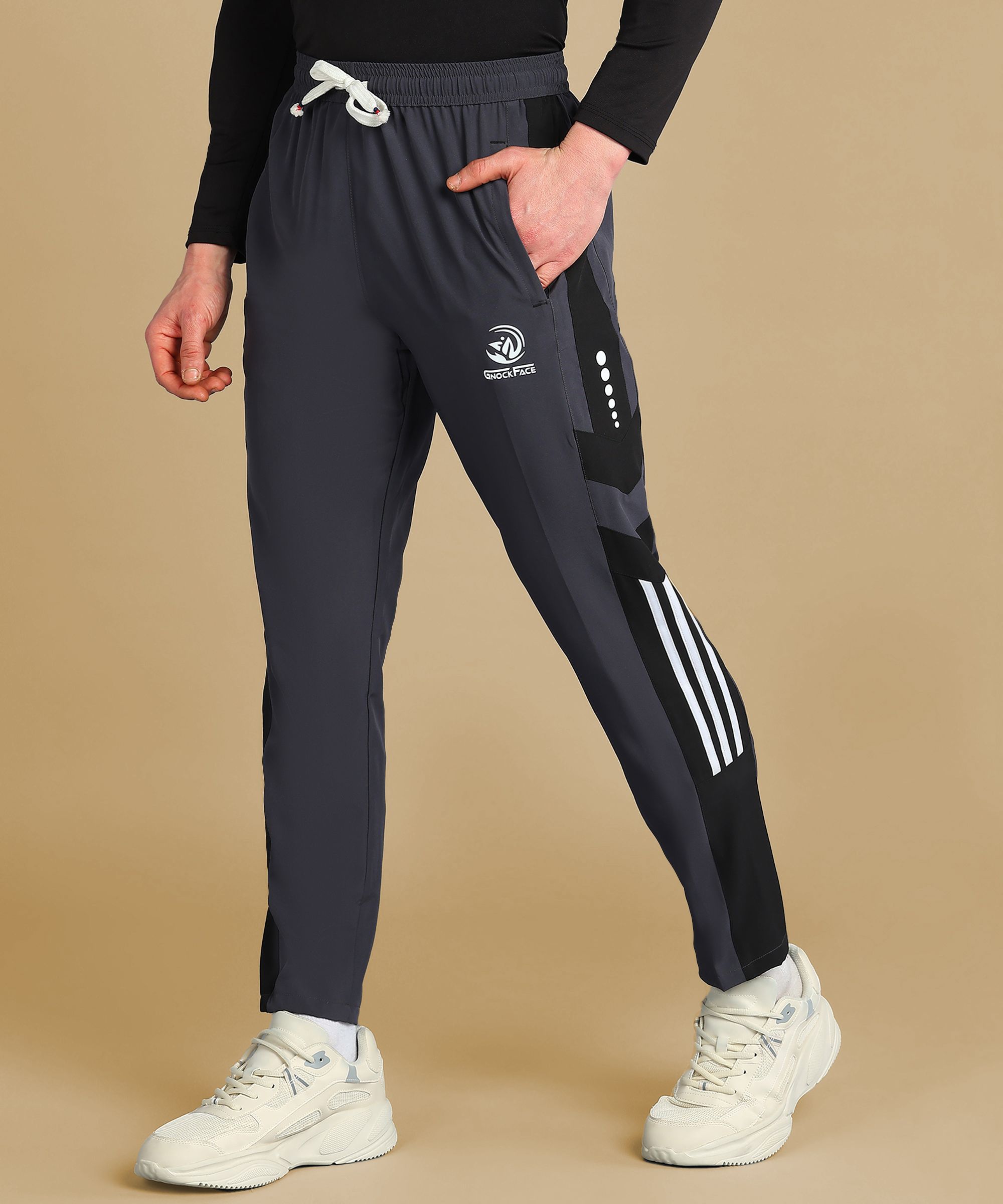 gnockface Men Striped Grey Track Pants-picture-12