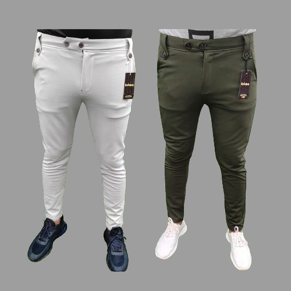 Pack of 2 Men Solid Olive, Grey Track Pants-image-45