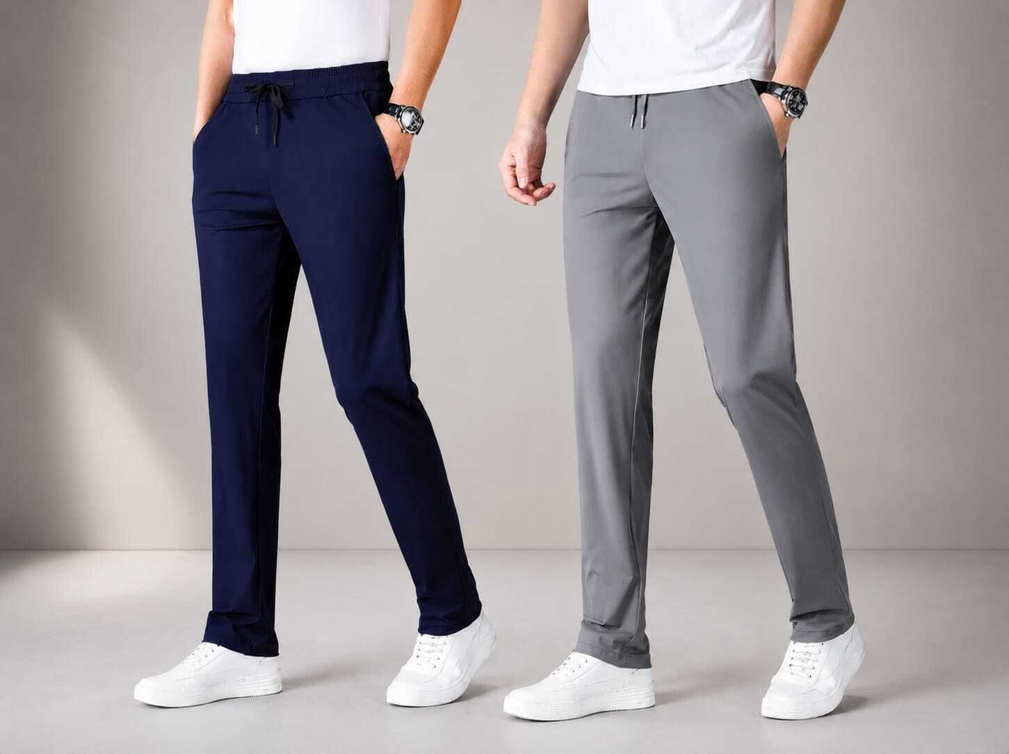 Pack of 2 Men Solid Blue, Grey Track Pants-image-27