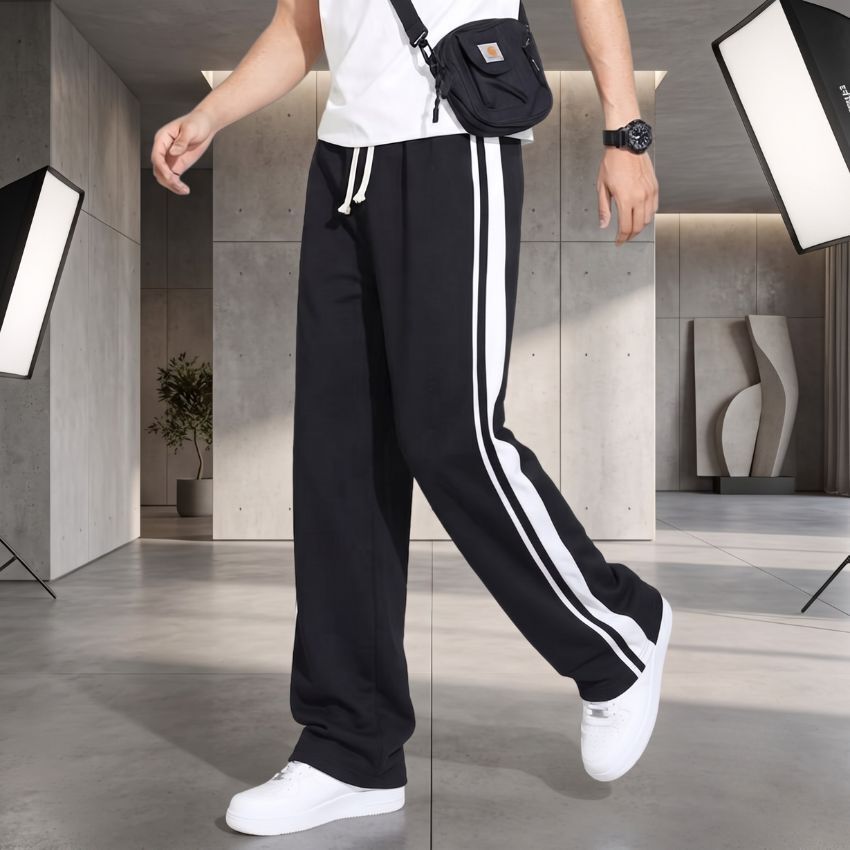 vivek Men Striped Black Track Pants-picture-3
