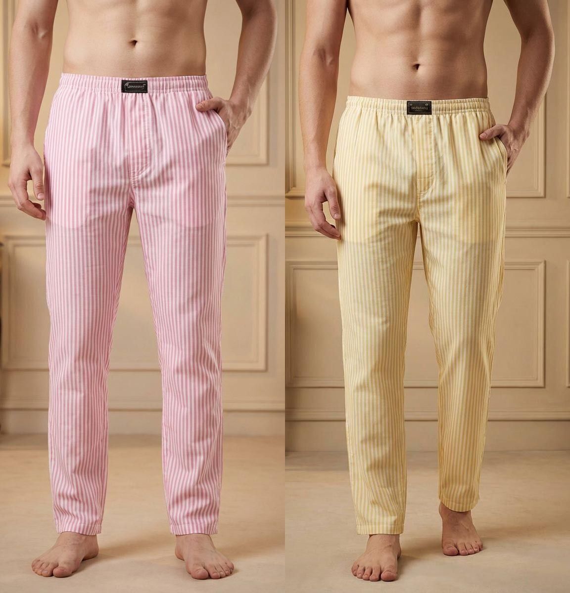 tigersnake Pack of 2 Men Self Design Pink, Yellow Track Pants-picture-23