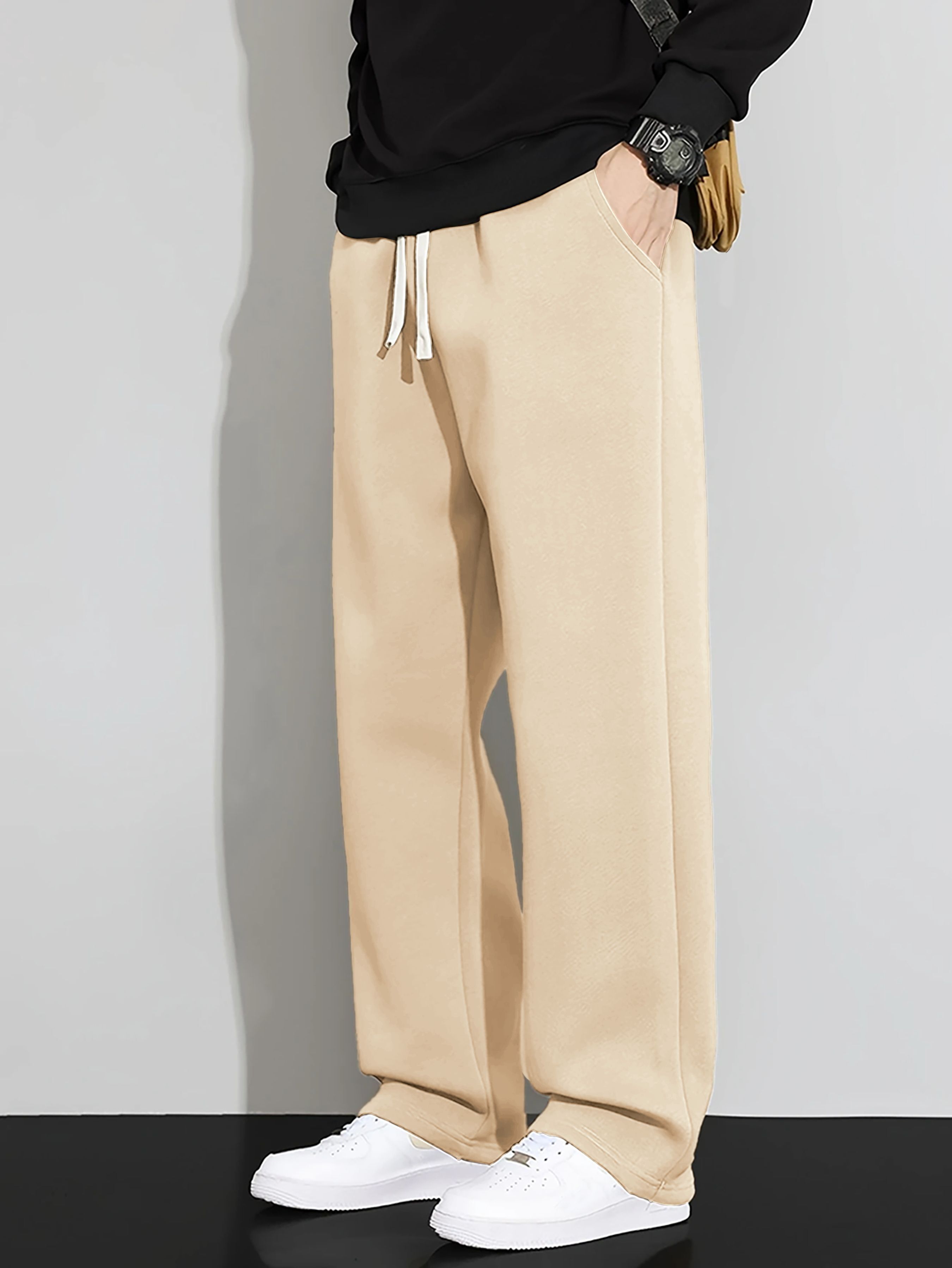 Men Solid Beige Track Pants