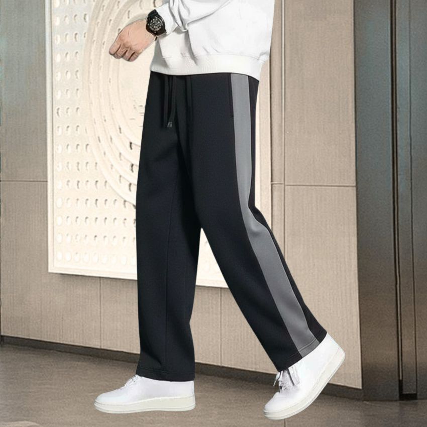 yanexa Men Striped Black Track Pants-picture-28