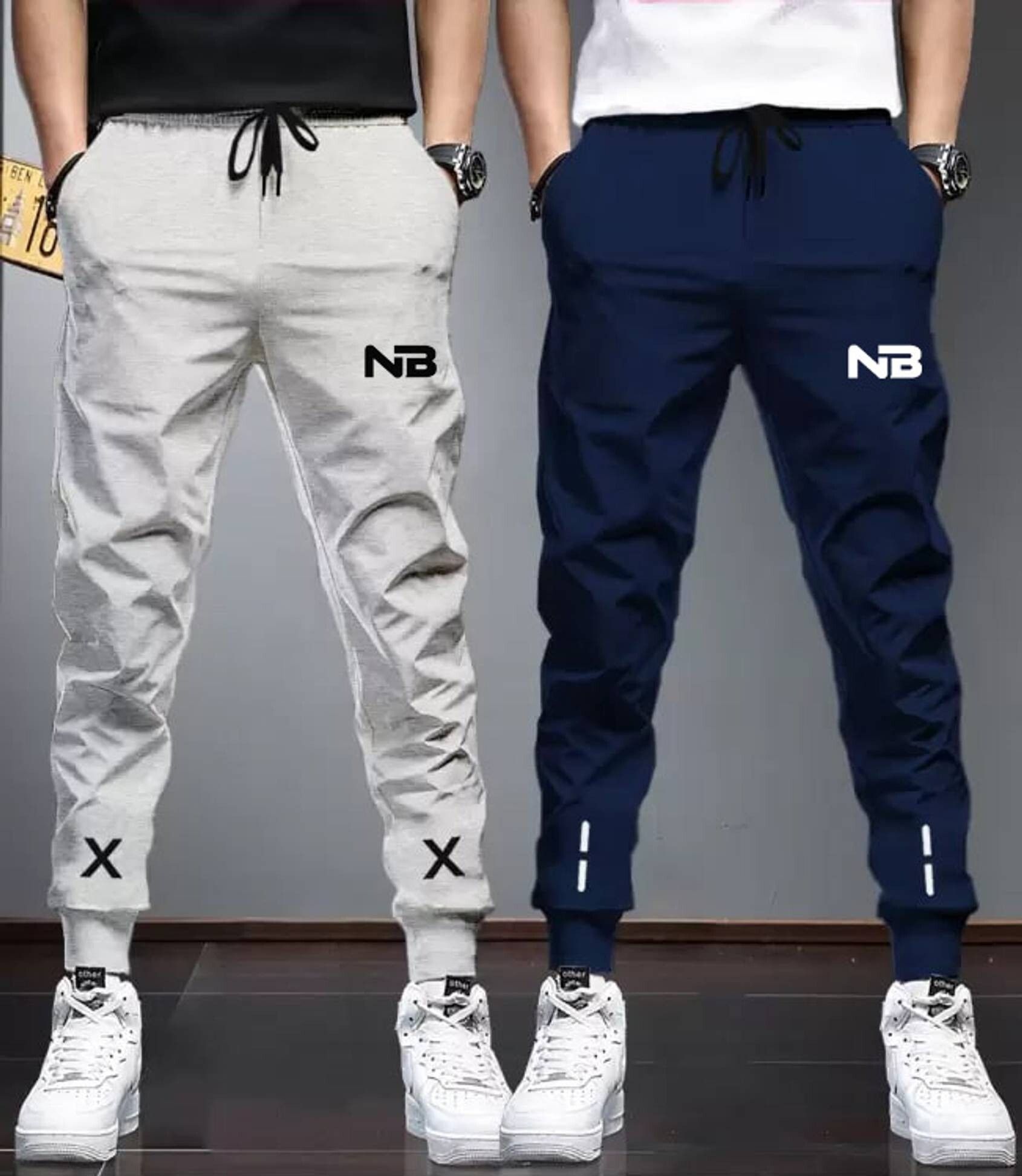 nb nicky boy Pack of 2 Men Printed Grey, Blue Track Pants-picture-23