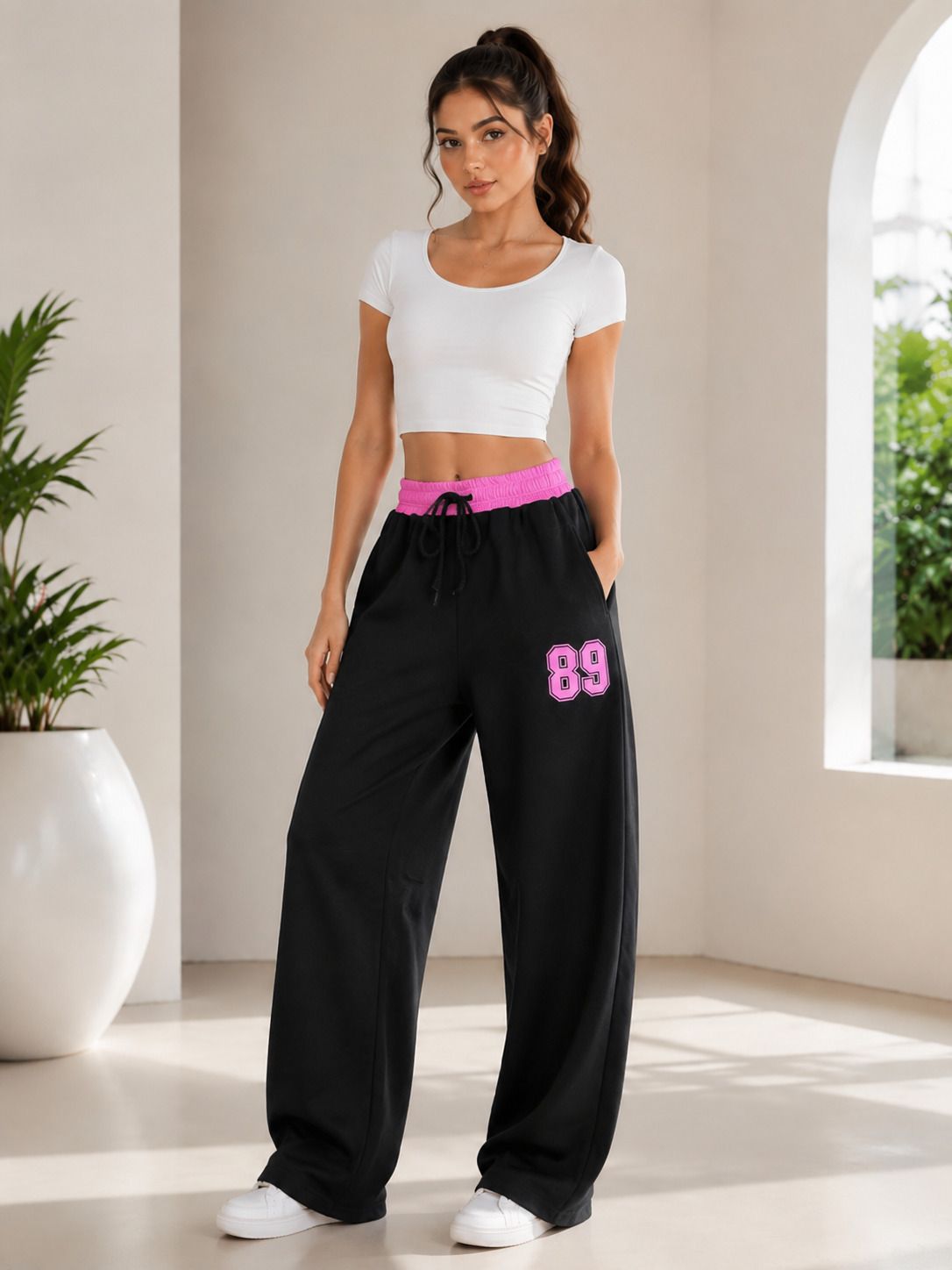 Women Solid Black Track Pants-image-49