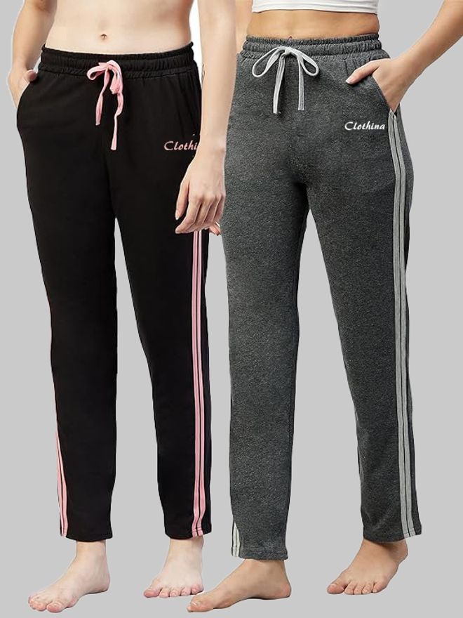 clothina Pack of 2 Women Solid Multicolor Track Pants-picture-25