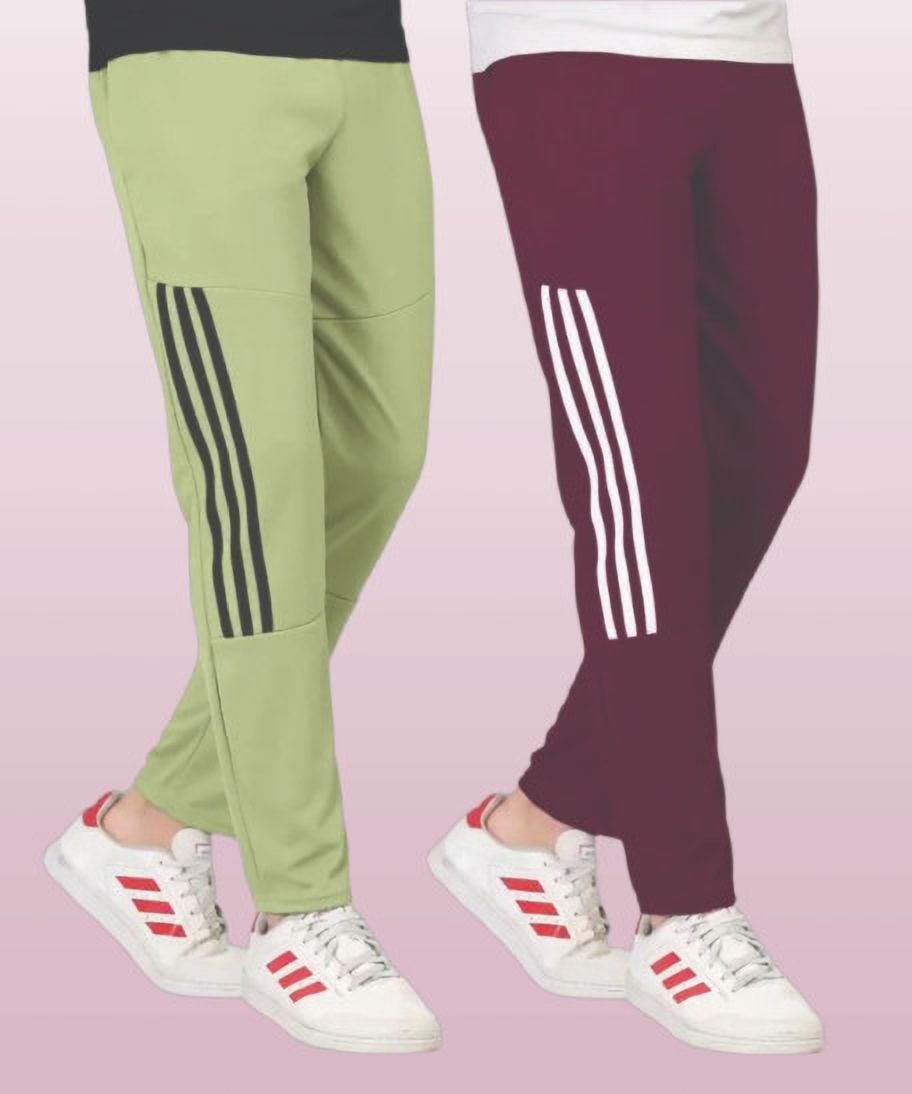 coveatvolo trends Pack of 2 Men Striped Purple, Light Green Track Pants-picture-15