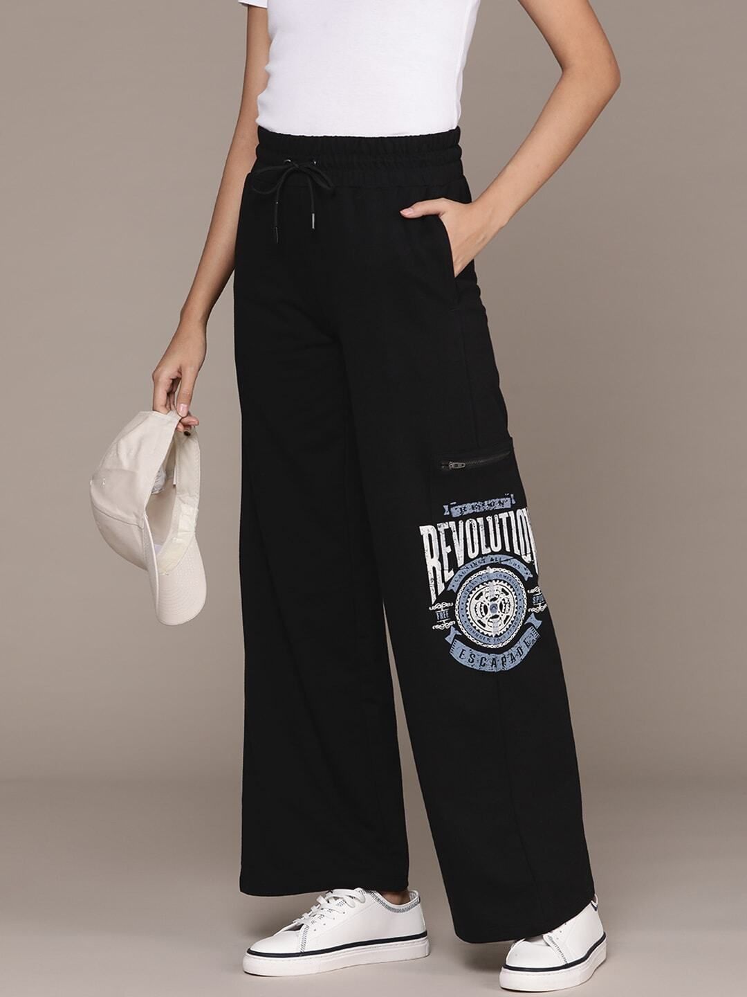 roadster Women Printed Black Track Pants-picture-23