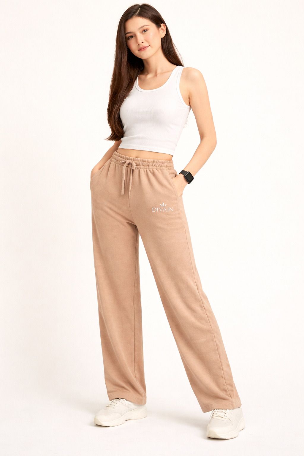 Women Solid Beige Track Pants-image-28