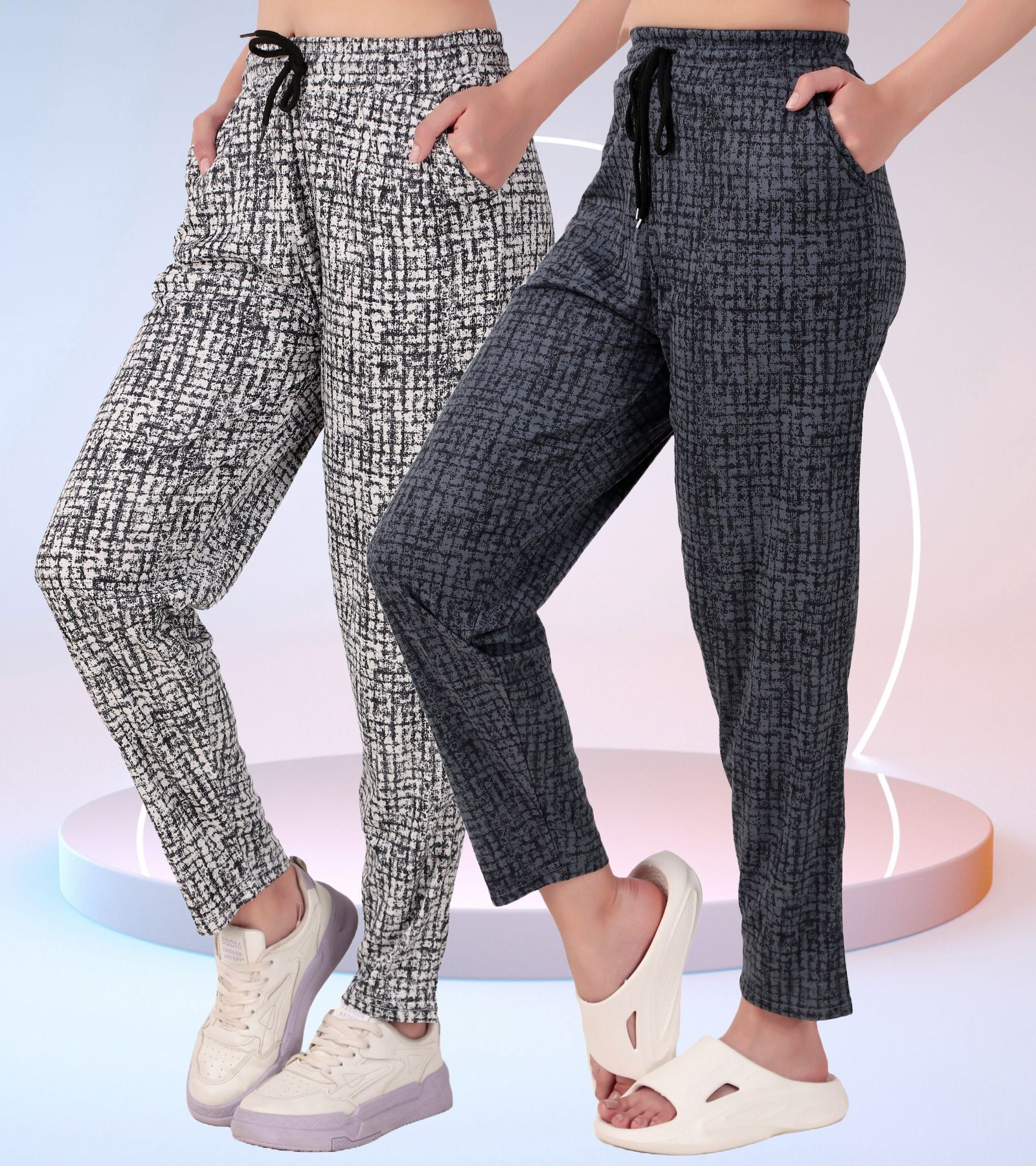 gaa Pack of 2 Women Solid White Track Pants-picture-37