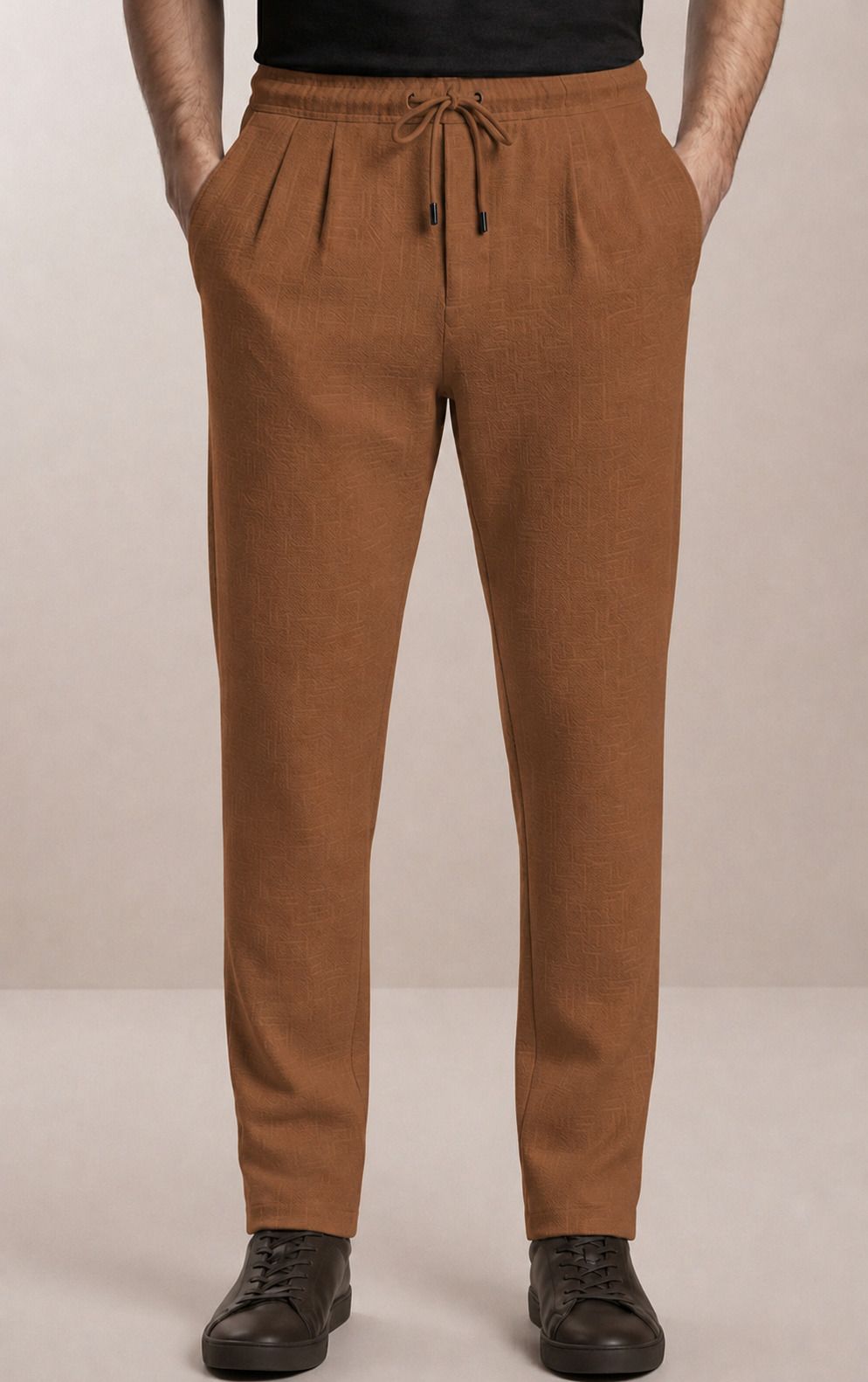 indiclub Men Self Design Orange Track Pants-picture-20
