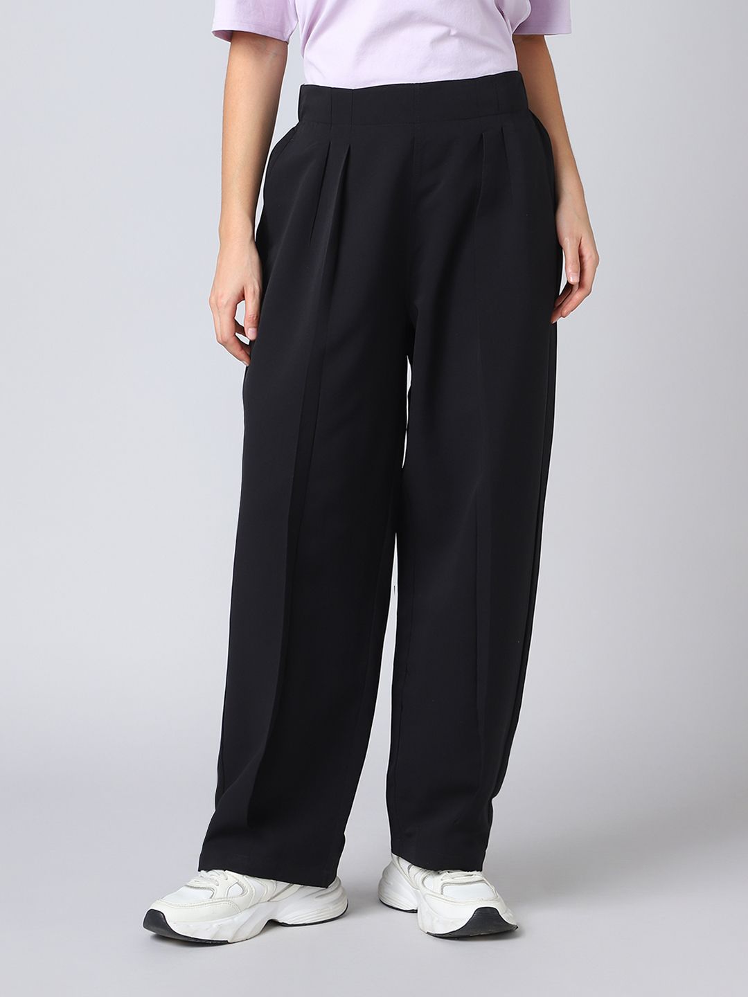 Women Solid Black Track Pants-image-11