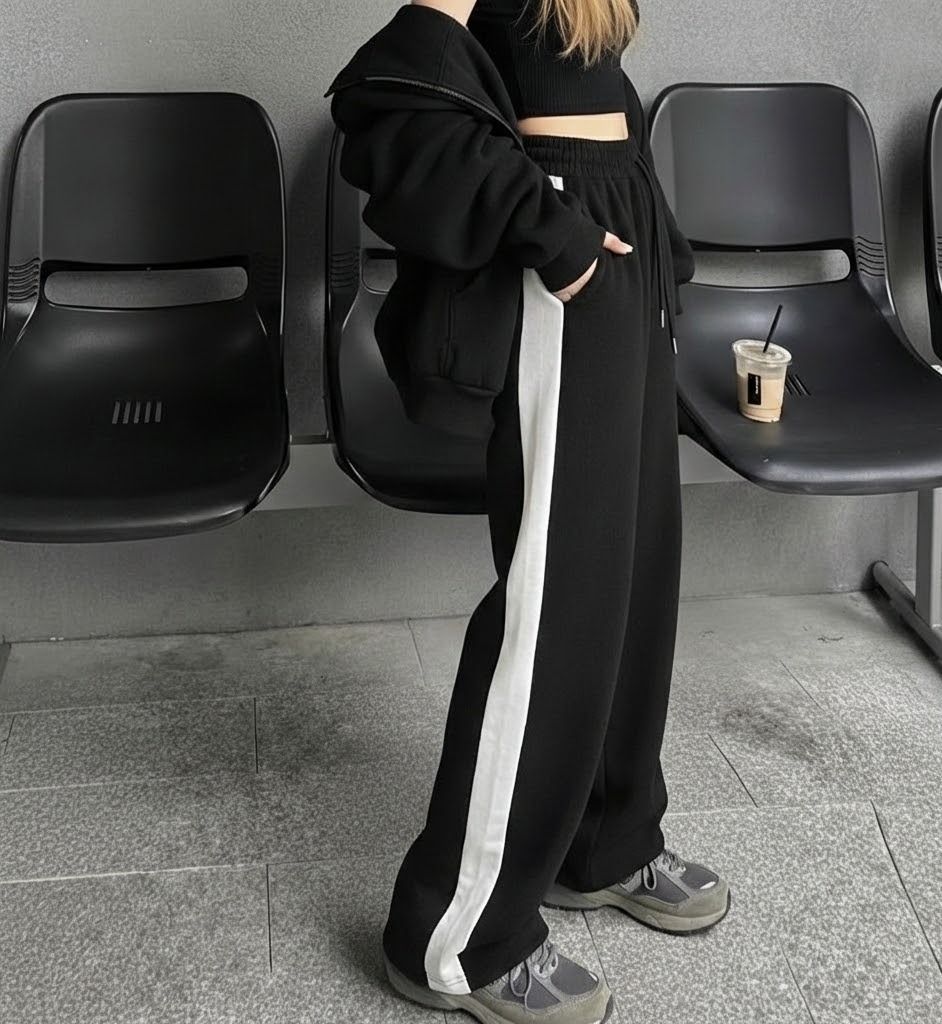 Women Solid Black Track Pants