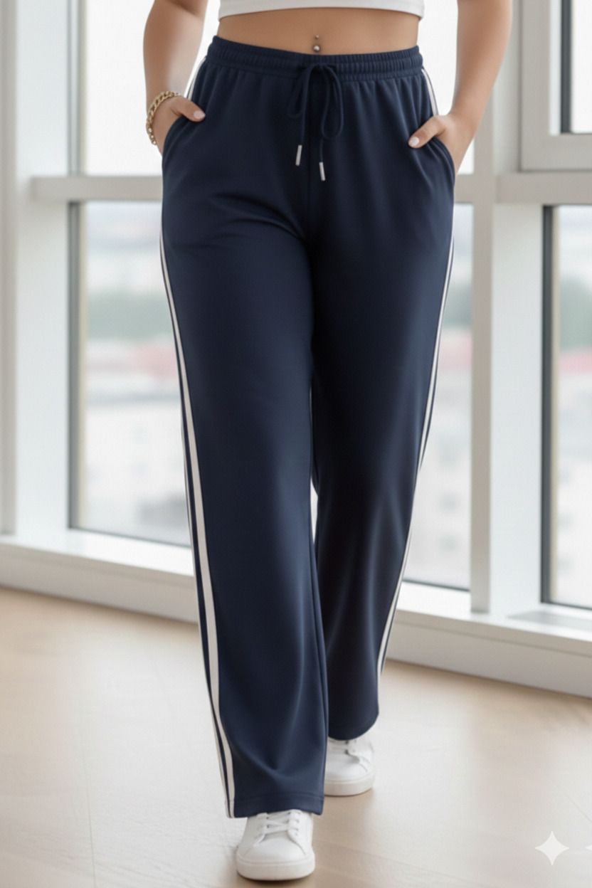 unfld Women Solid Dark Blue Track Pants-picture-11