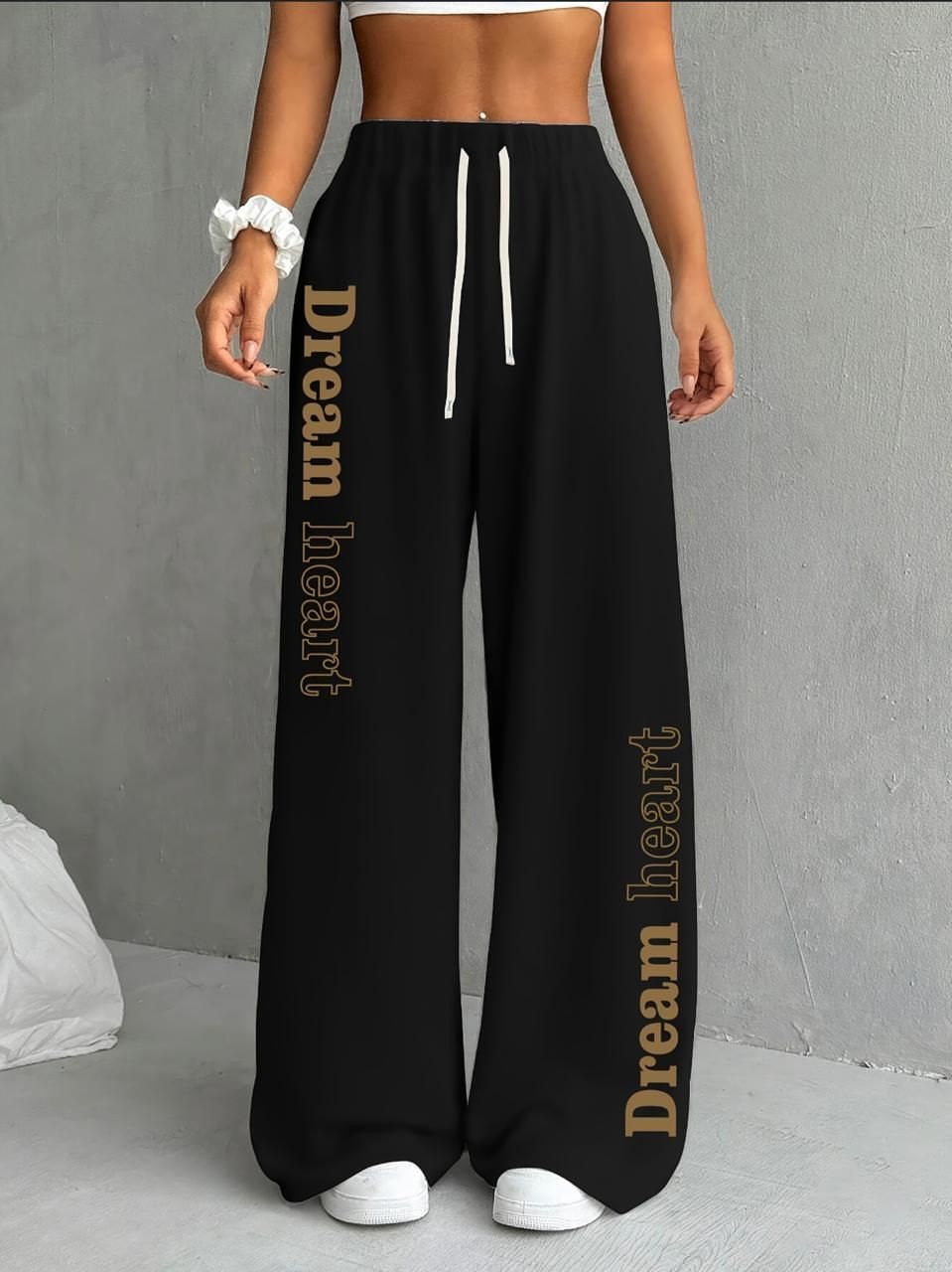 Women Graphic Print Black Track Pants