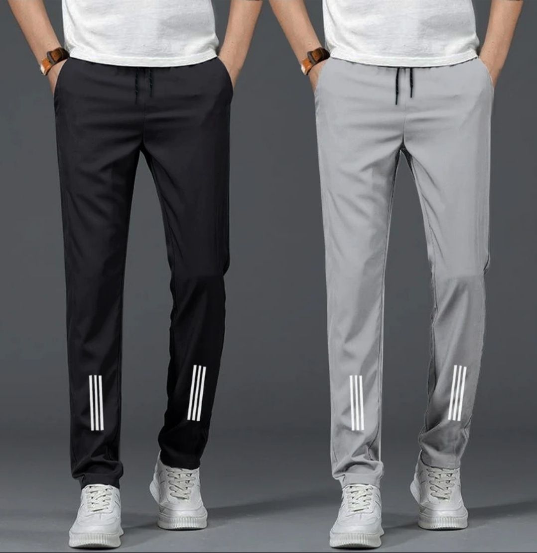 Pack of 2 Men Printed Black, Grey Track Pants-image-10