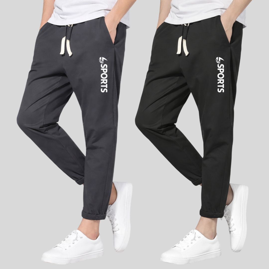 qbron Pack of 2 Men Self Design Multicolor Track Pants-picture-18
